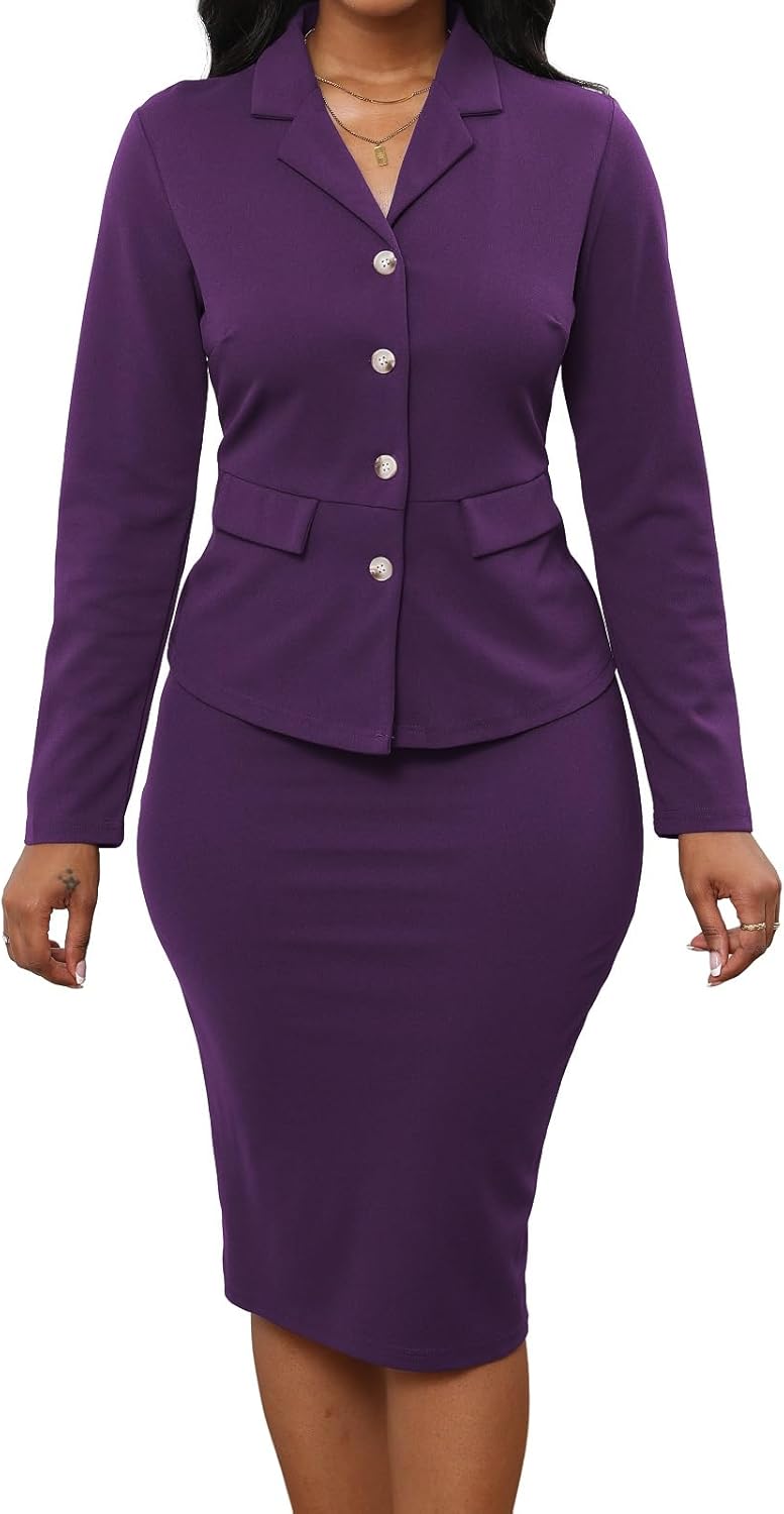 Oxgmoky Women's Elegant Dress Work Business Dress Button Down Bodycon Sexy Long Sleeve Neck Pencil Dresses - Image 6