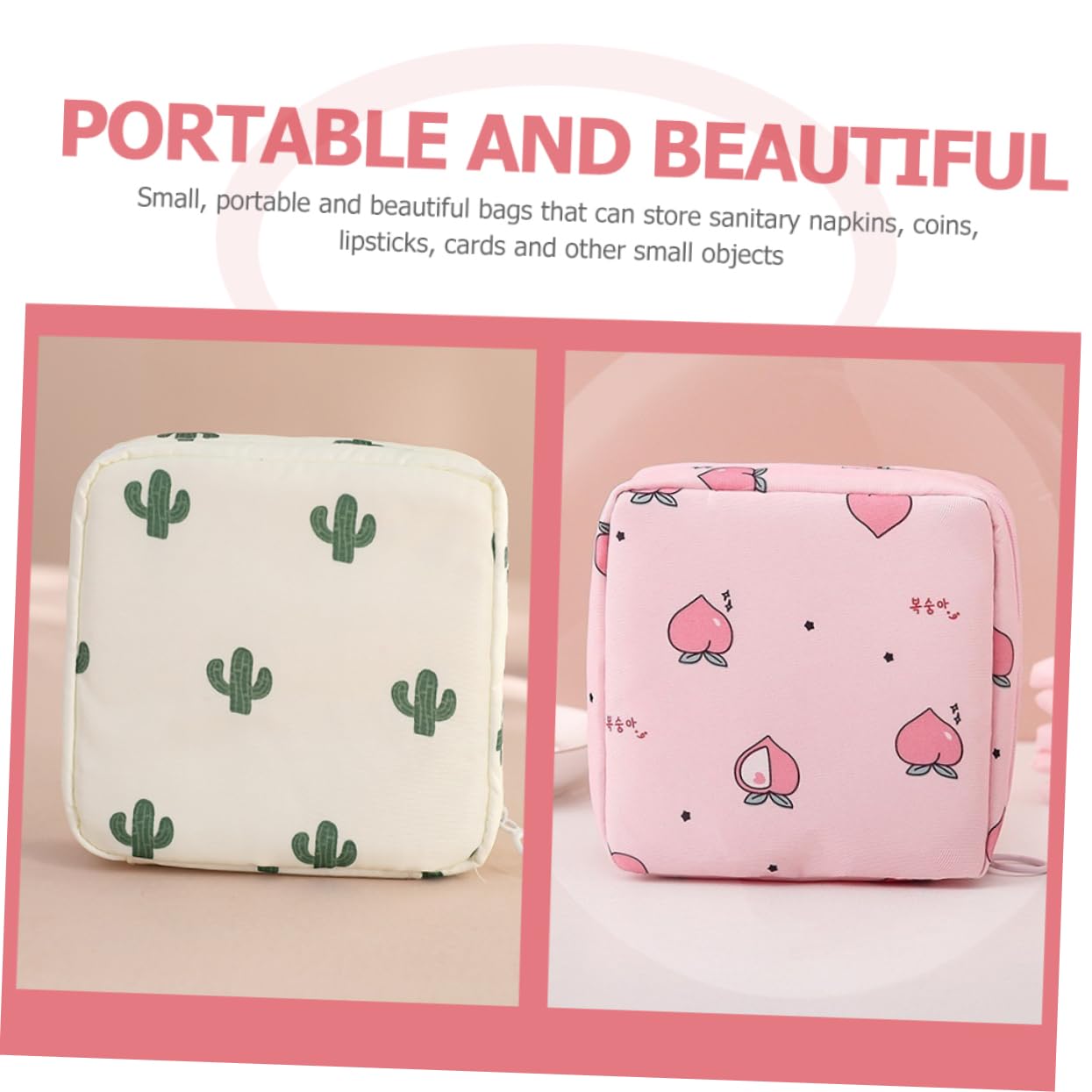 ABOOFAN 16piezas Bolsa De Almacenamiento Para Toallas Sanitarias y Tampones Diseño Adorable Bolsa Portátil Para Menstruación Para Guardar Artículos y Tarjetas