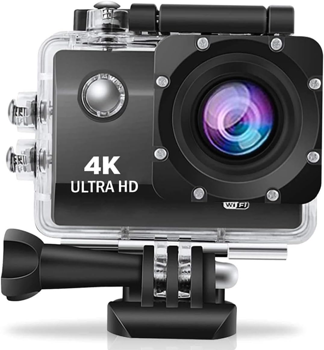 RAS 4K 30Fps Action Ultra Hd Camera with Accessories Kit | WiFi | 16 MP | 170 Degree Wide Angle Lens | 98FT Underwater Waterproof ditgital Camera for YouTube Vlogging, Bike Helmet vlogging (Black)
