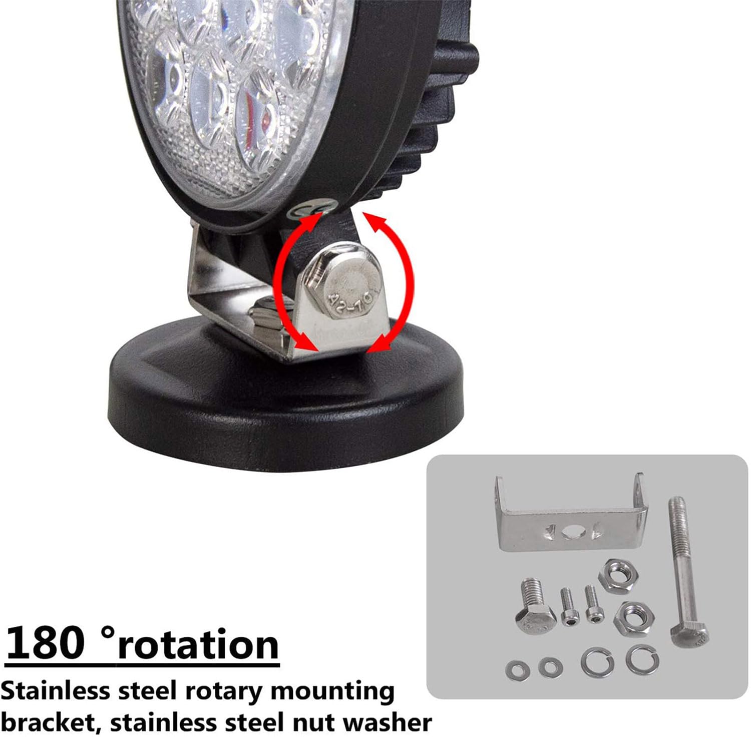 Willpower 1Pcs faro da ricerca led, 4 pollici 42w faretti led con base magnetica, Impermeabile Faro led 12v per Trattore Camion Off Road Auto SUV ATV 4x4