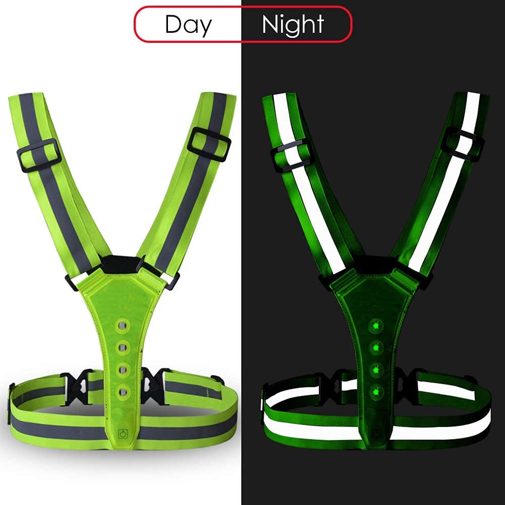 JJJ Gilet réfléchissant LED, Gilet réfléchissant Gilet Haute visibilité Gilet de sécurité réglable for la sécurité extérieure for la Nuit en Marche à la Moto Cyclisme et Chien de Marche de Chien
