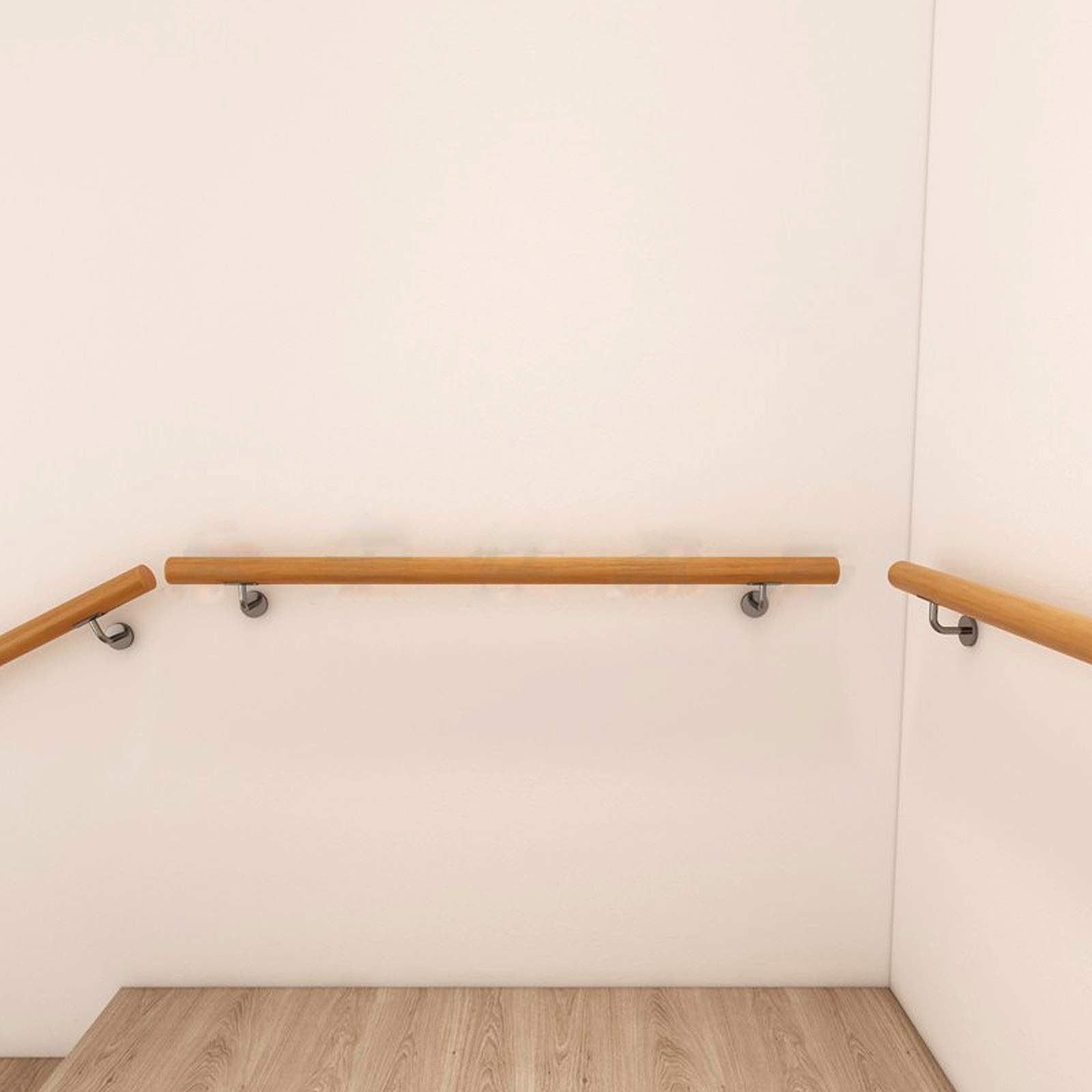Rampe d'escalier en bois pour loft et bar design, main courante esthétique au mur