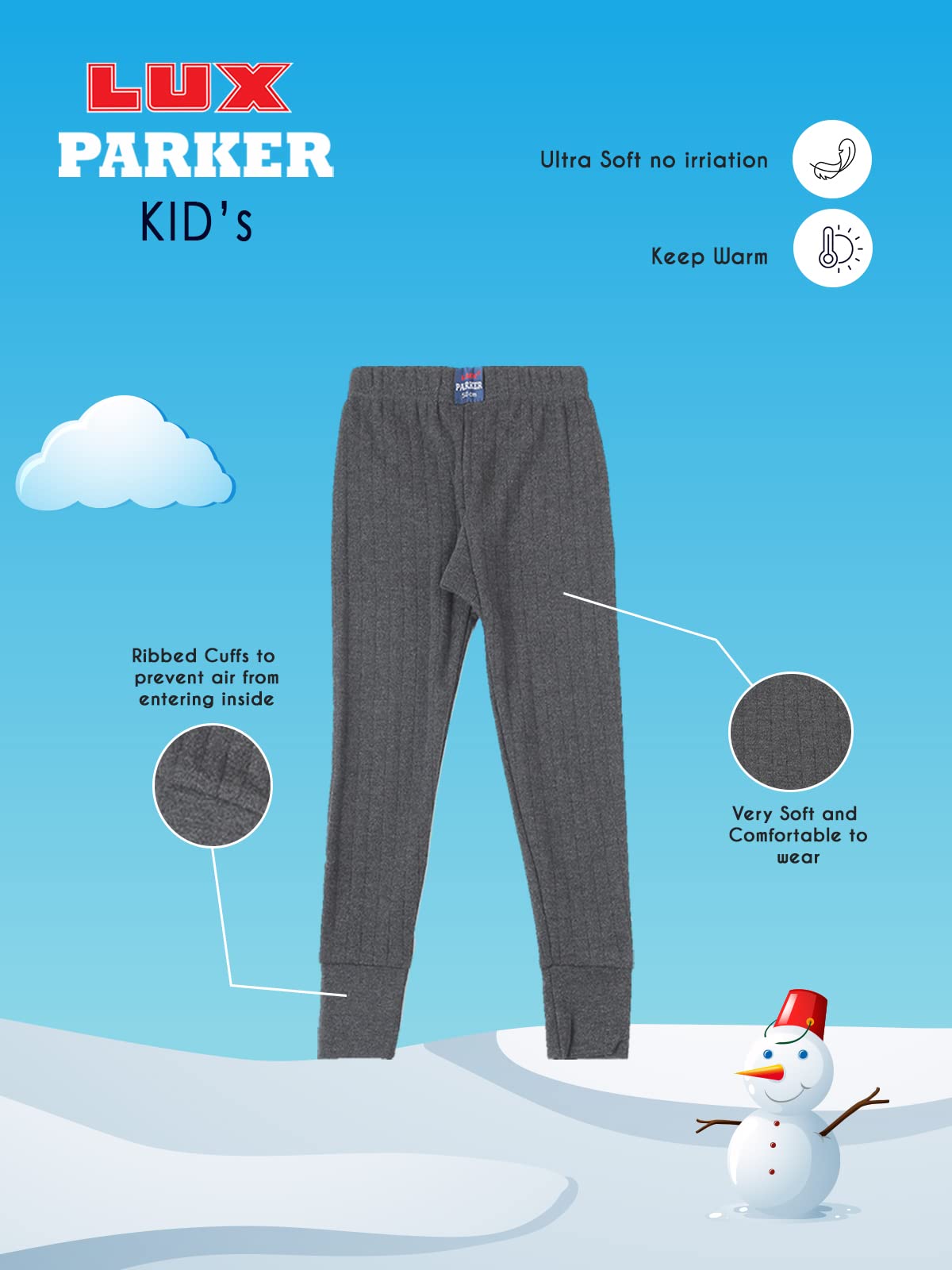 LUX PARKER Boy's Classic Sweatpants (Parker_Kids_Trouser_1PC_Grey Melange - Image 2 thumbnail