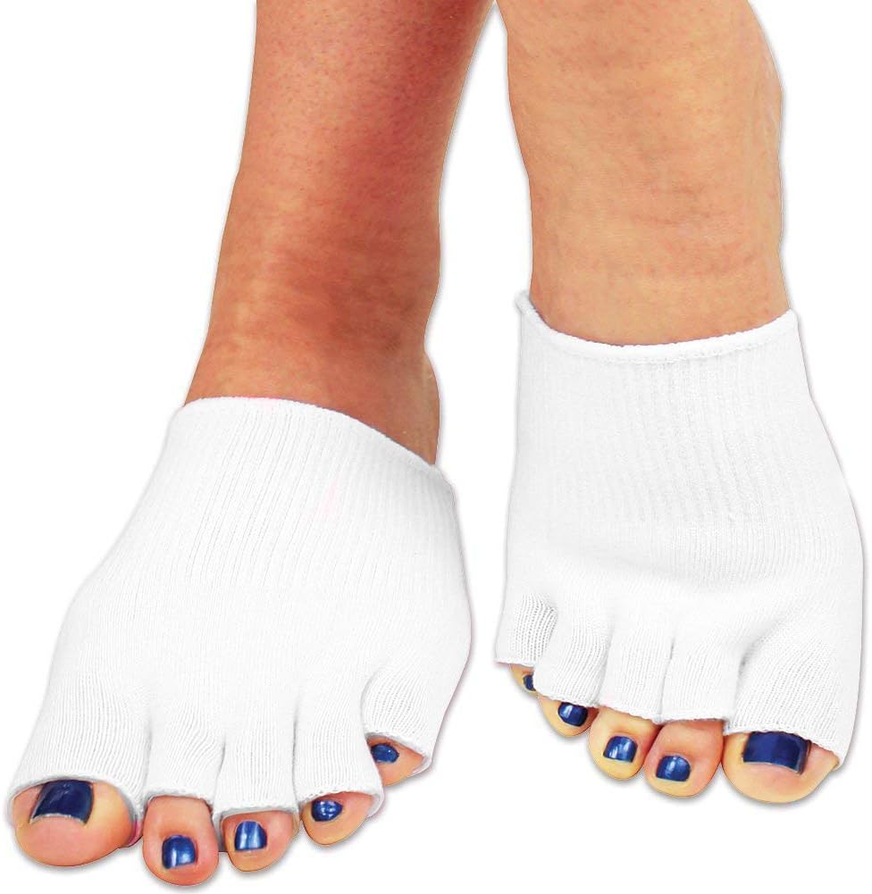 Toe Gel-Lined Compression Socks (2 Pair) Toes Separating Therapeutic Moisturizes Dry Feet Hard Cracked Skin.