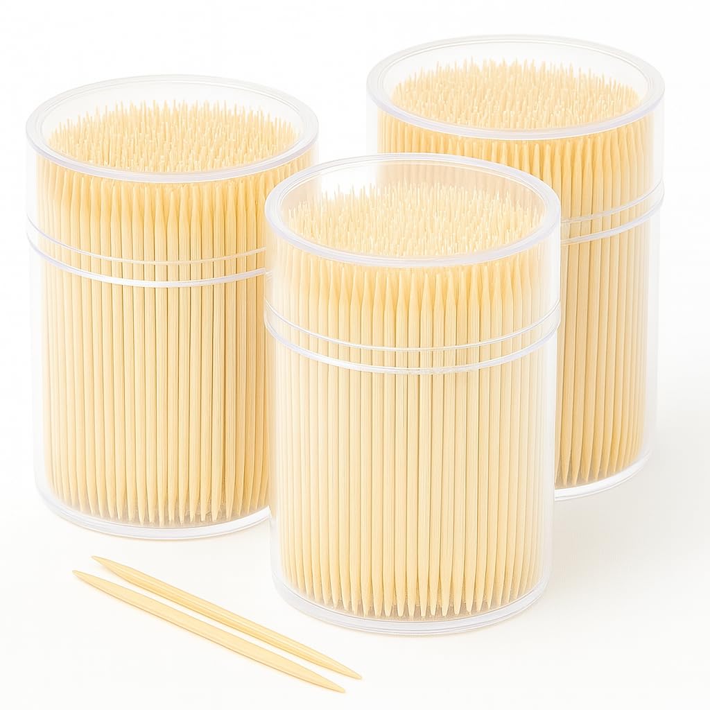 1Above Bamboo Wooden Toothpicks, 6cm Cocktail Sticks, Double Sided Picks- Home, Kitchen, Bars (1500 Cocktail Sticks)