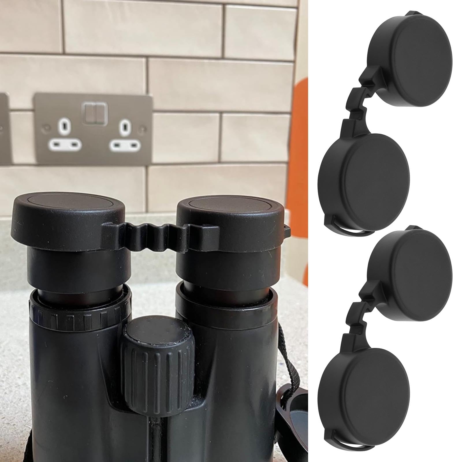 Coprioculari In Gomma Per Binocolo 42mm - Set Da 2 Pezzi Nero, Impermeabili, Per Modelli 8x42, 10x42, 12x42 - Foto 10