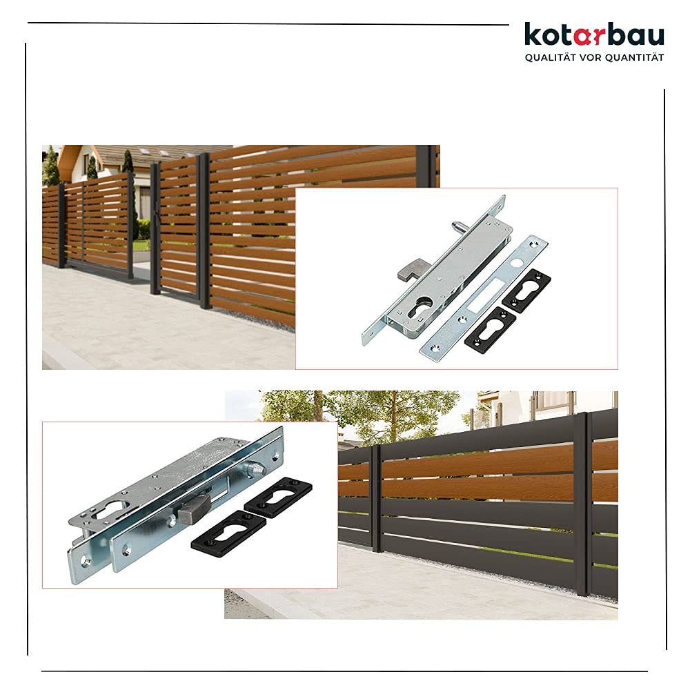KOTARBAU® Cerradura para embutir para bombín, Cerraduras para Puertas correderas H-40, Cerradura de Gancho, Cerradura de Acero INOX, Cerrojo Pico de Loro en Acero, Herraje de Seguridad para Puertas
