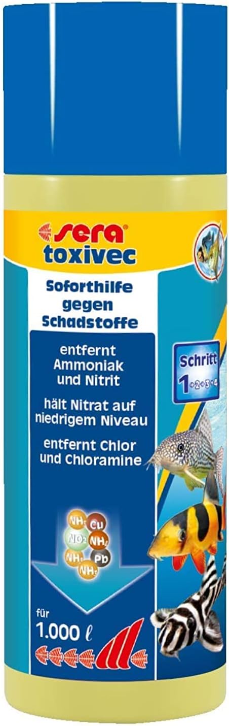 Sera Toxivec First Aid In Aquariums, 250 Ml, Multi Colour, 3002, Sera Toxivec, Ammonia And Nitrate Remover-250 Ml