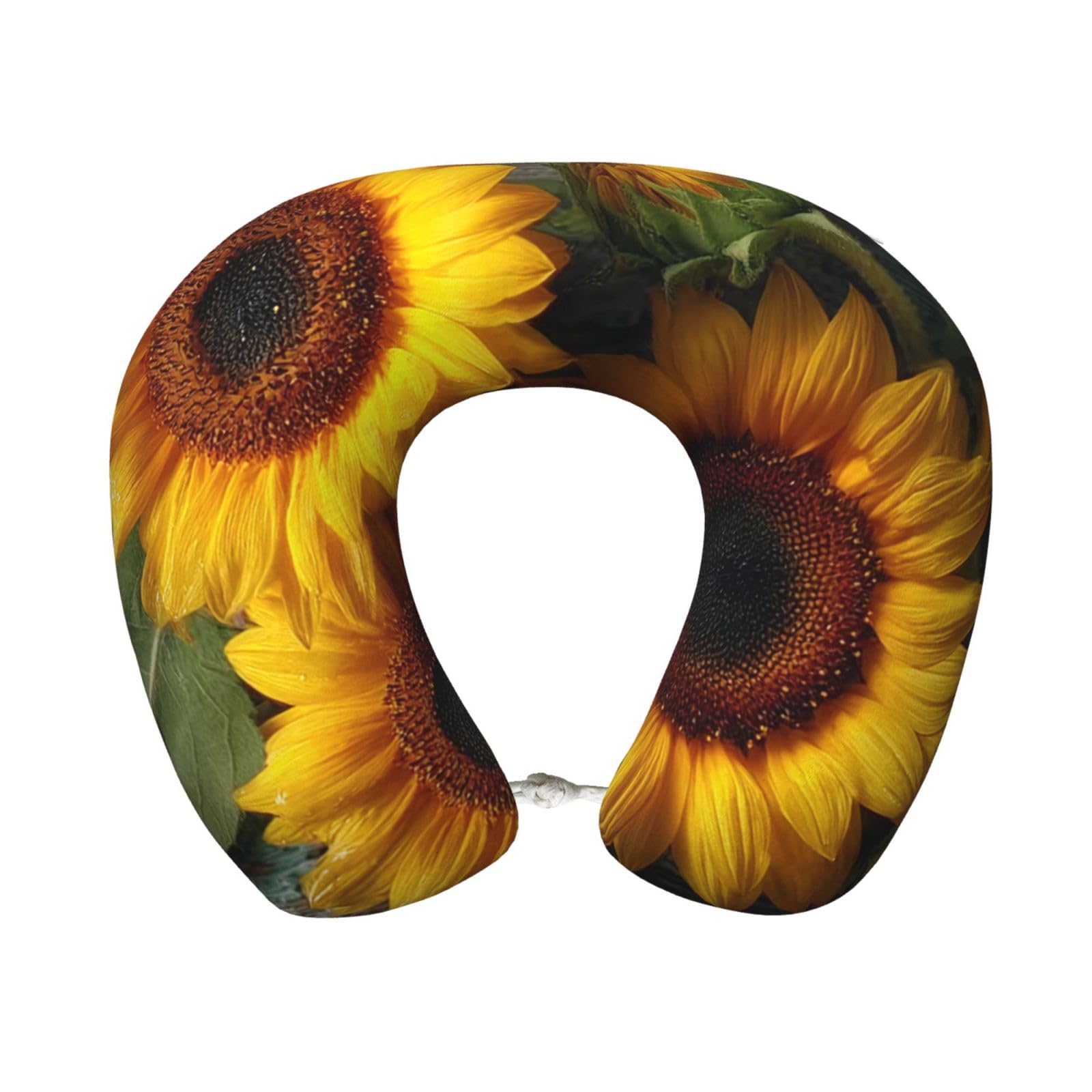 Neck Pillow Memory Foam Contour Pillow Sunflower print Travel Pillow for Sleeping Comfortable U Shape Pillows for Traveling Car Headrest Home Office Fits Most Neck Sizes