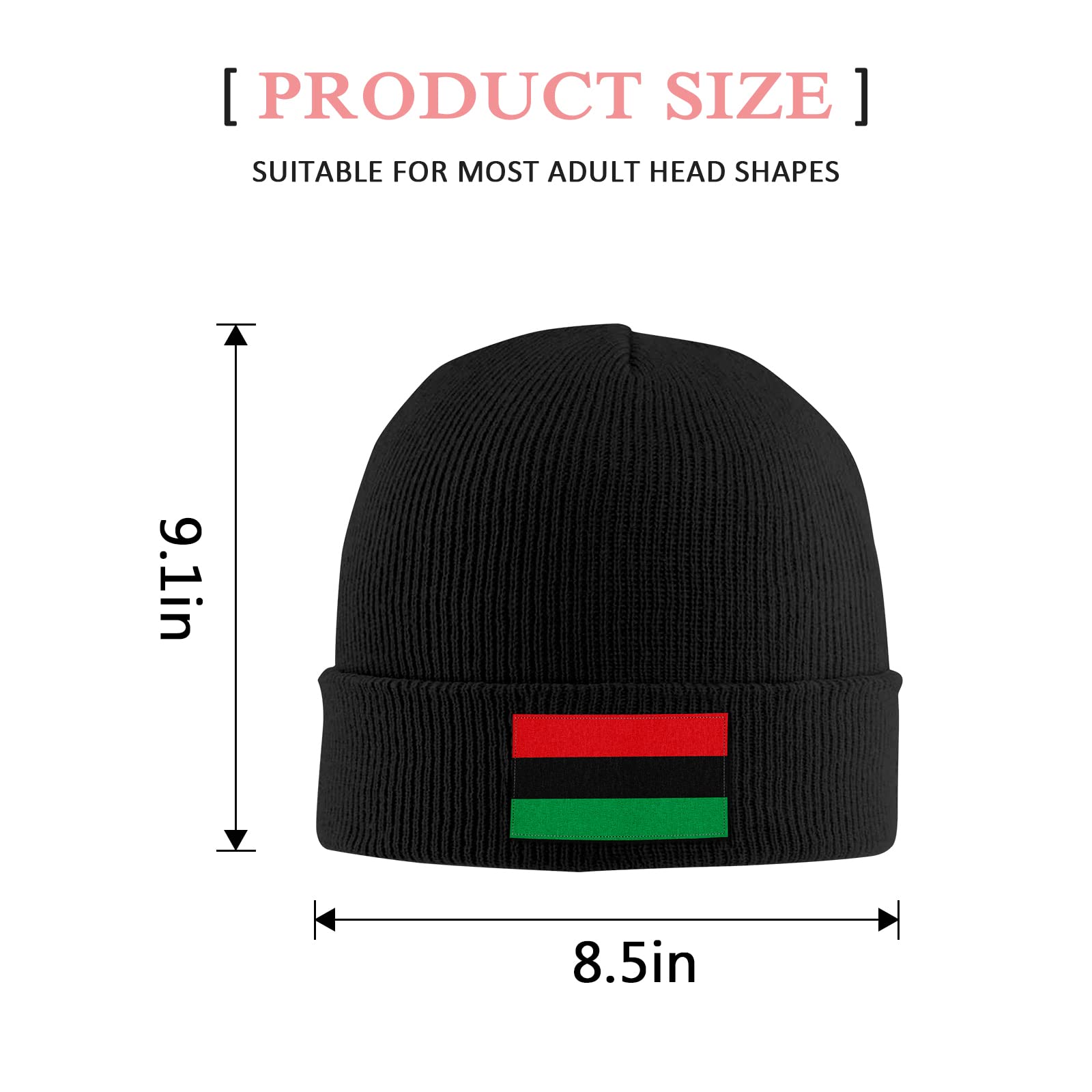 Pan African Flag Unisex Warm Winter Wool Hat Knit Beanie Skull Cap Black