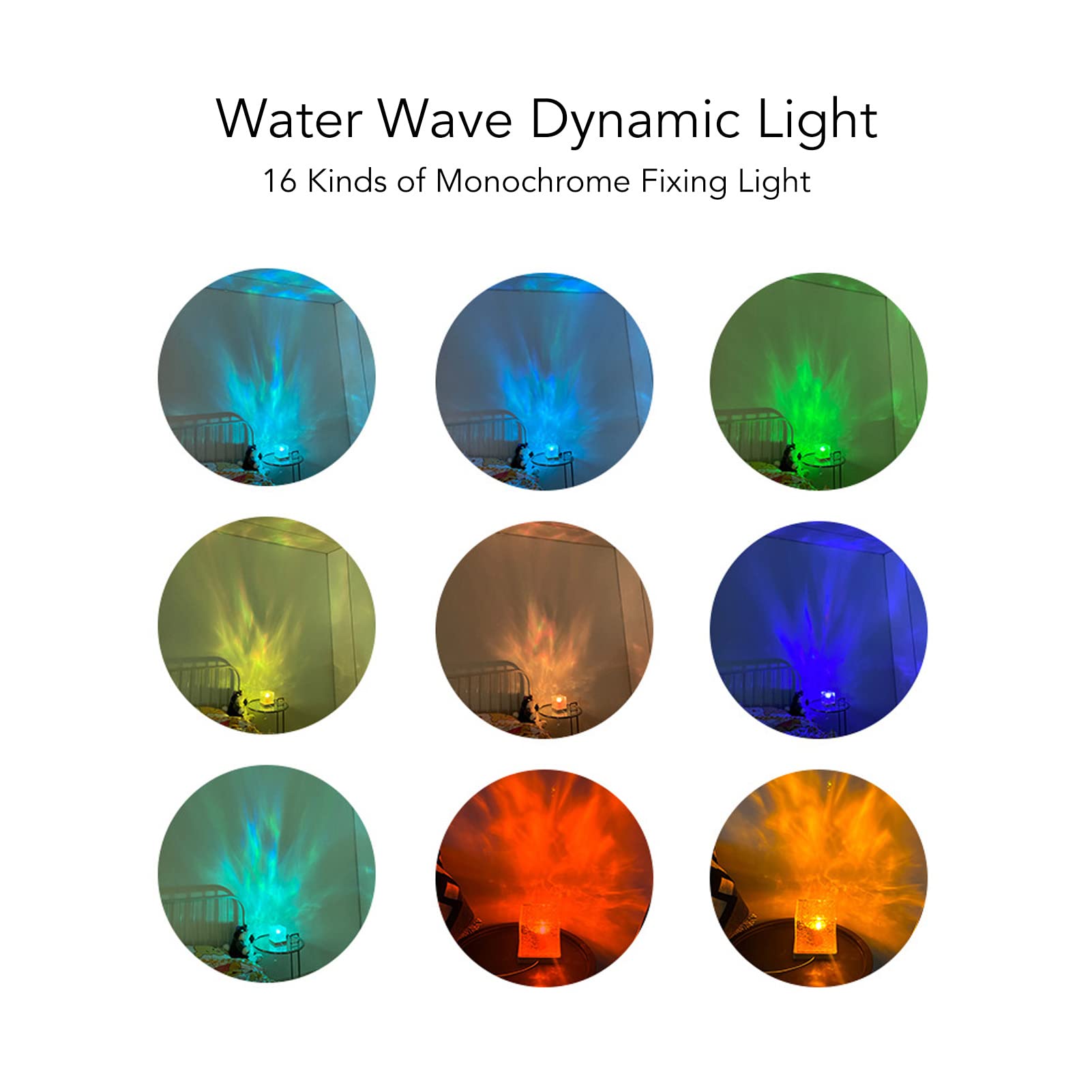 Bunte Nachtlampe Fernbedienung RGBW LED Nachtlicht Mit Wasserwellen-Effekt  - 16 Farben Tischlampe Mit Fernbedienung Nordlicht Lampe, image size:1601x1601
