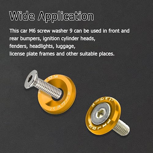 Miniatura 3 de 20 pernos de arandela de parachoques de defensa, kit de vestimenta de aluminio para arandela de guardabarros, accesorios de sujeción M6 JDM para