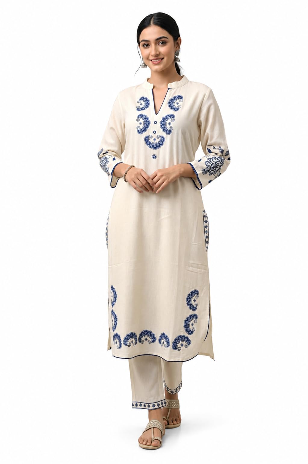 Women's Embroidered Kurta Pant Dupatta Set | 3 Piece Ethnic Wear Suit Set with Printed Dupatta | Traditional Indian Dress for Festive, Wedding-picture-25