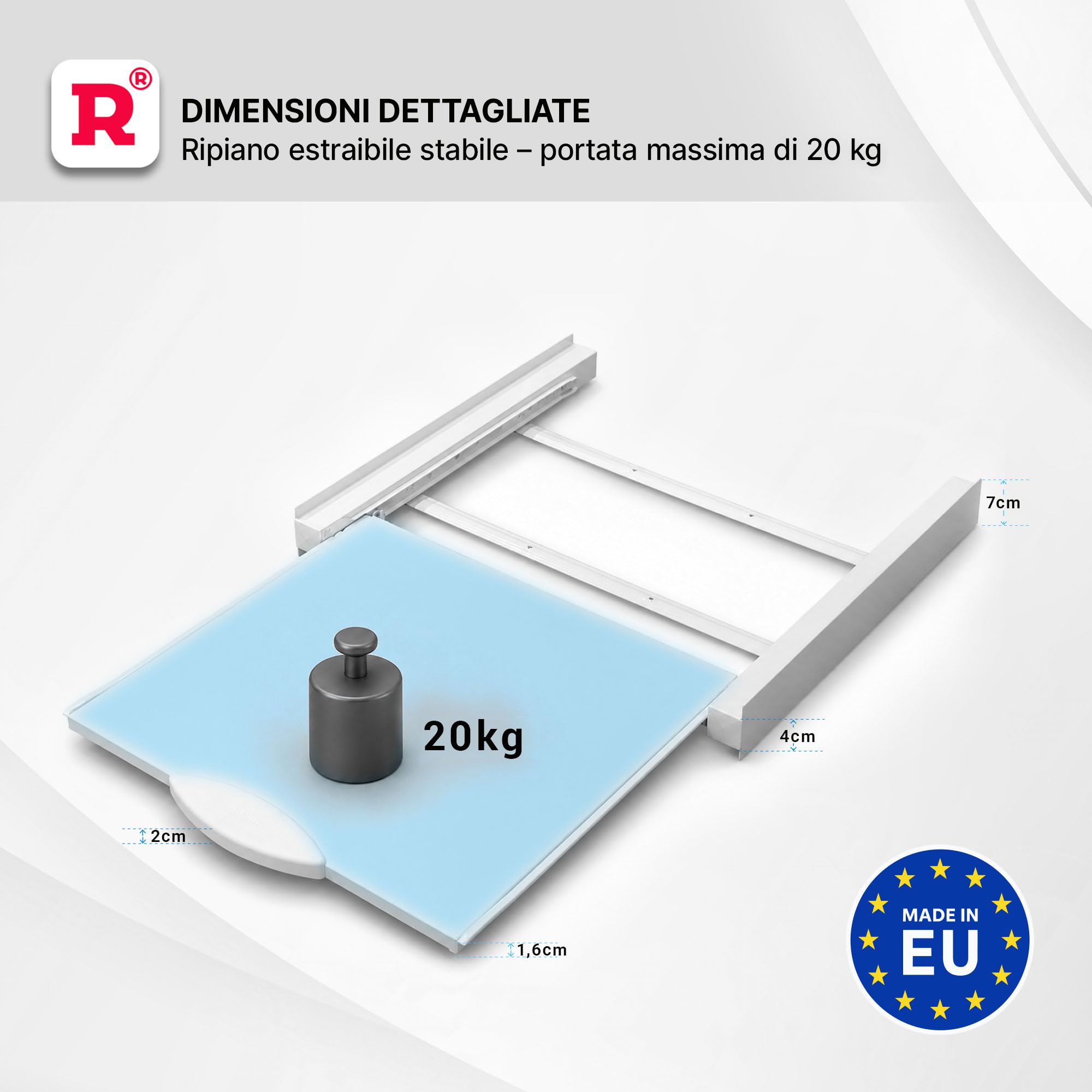 ROLLER Kappatos Kit Sovrapposizione Lavatrice Asciugatrice con Ripiano