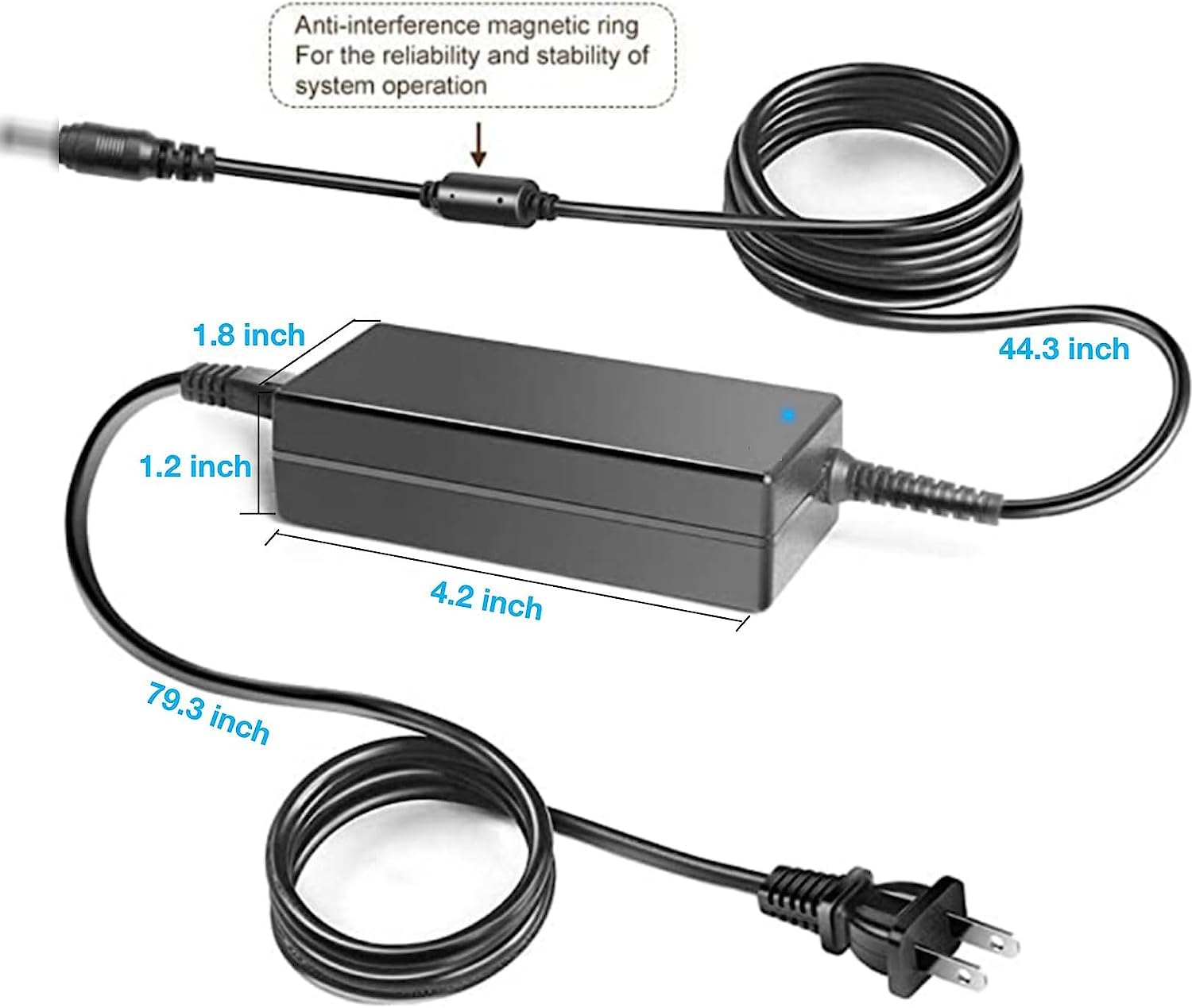48V Power Cord for VOIP Polycom IP Phones VVX 300, 301, 310, 311, 400, 401, 410, 411, 500, 501, 511, 600, 601, 611, 48 Volt Power Adapter Supply for 1500 2200-46170-001, Sound Point IP 560, 670