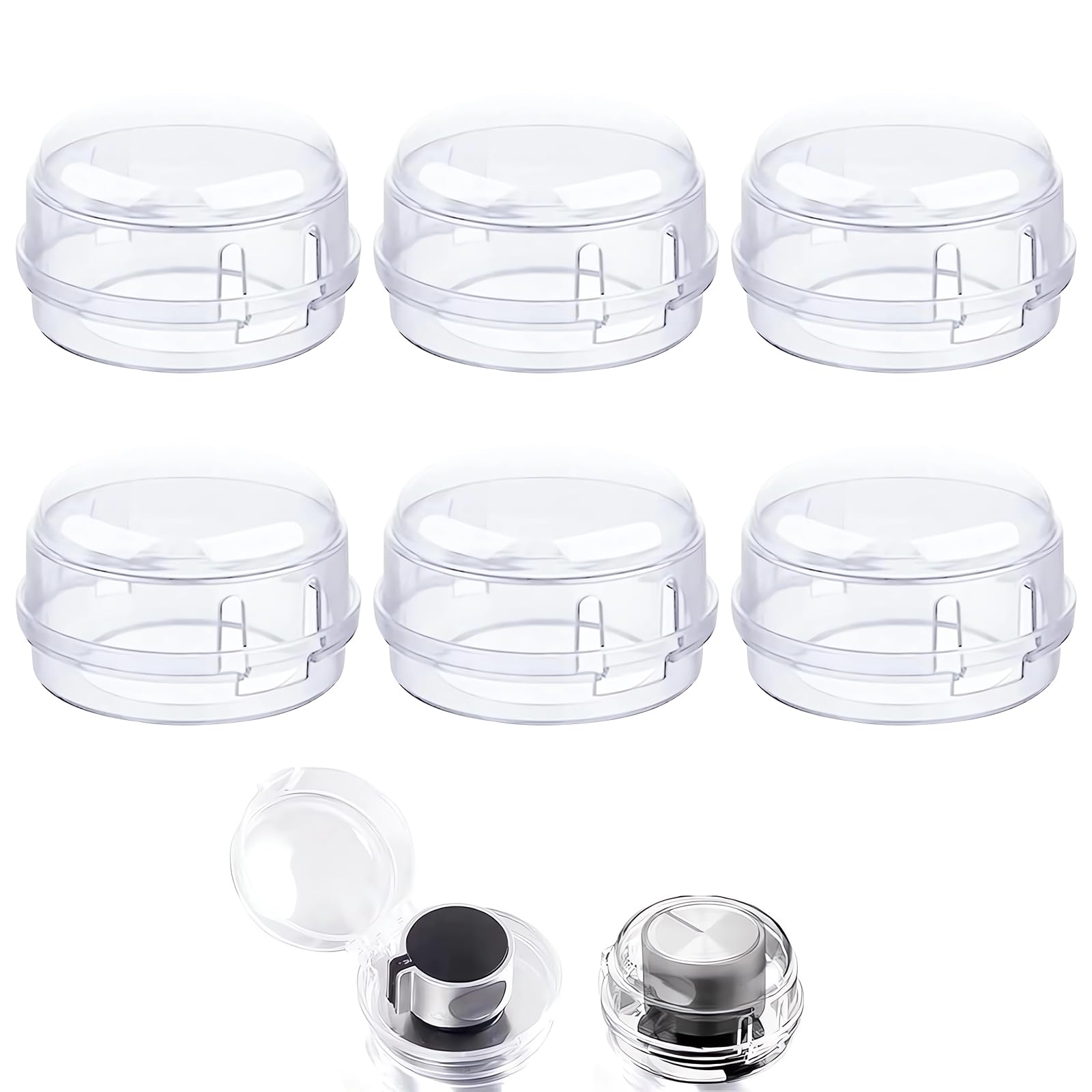Protección de Perillas de Horno 6 Piezas, Cubiertas de Seguridad para Perillas del Horn para Niños, Protección para Botón de Cocina de Gas, Transparente Cubiertas de Seguridad para Cocina