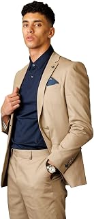 Festliche Herren Anzug für Sommer und Frühling aus Baumwolle Slim Fit 2-Teiliges Set in Beige