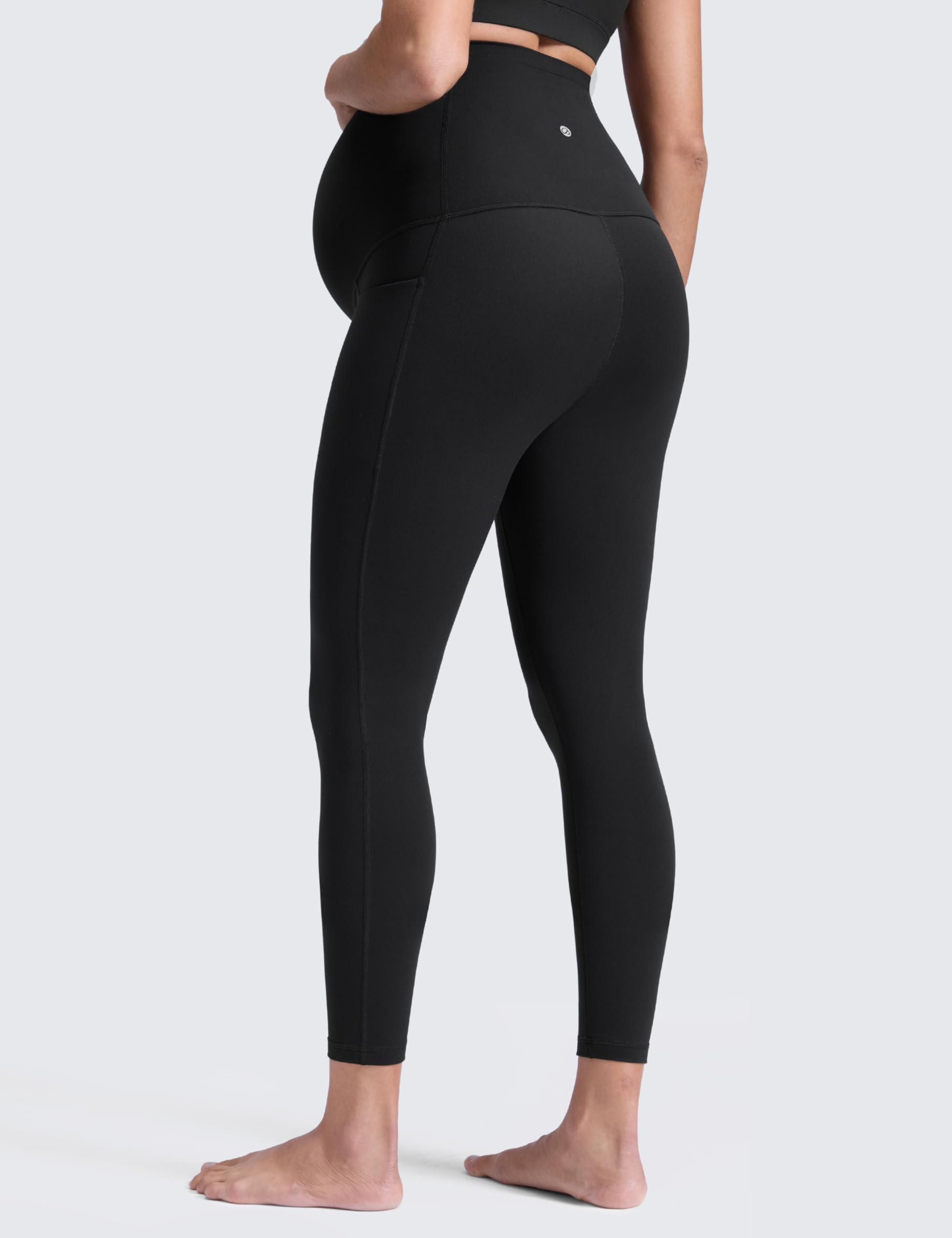 CRZ YOGA Mujeres Butterluxe Maternidad Leggings 63cm - Entrenamiento Yoga Embarazo Pantalones Bolsillos