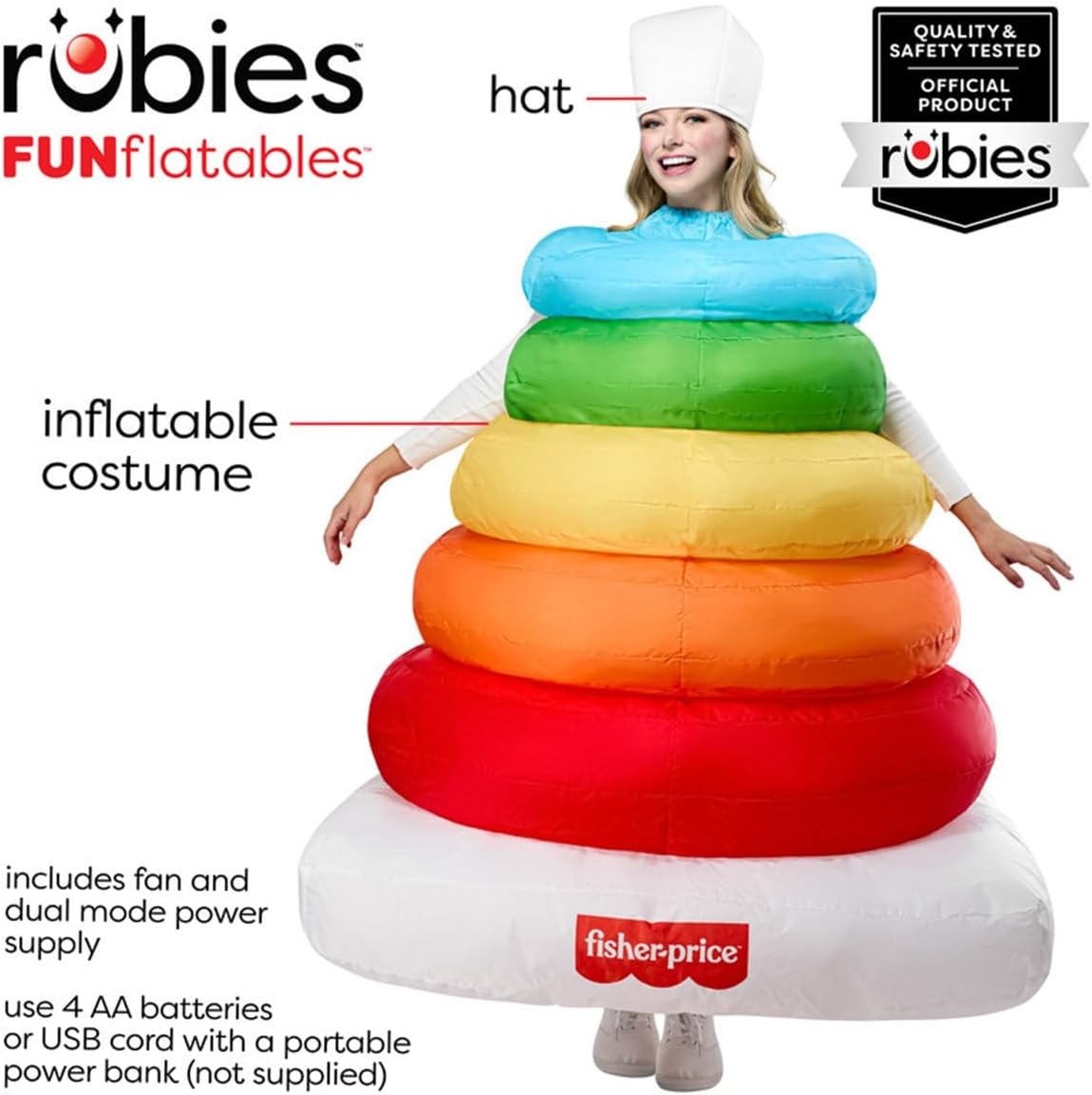 Rubies Fisher Price: Rock-A-Stack Inflatable Costume for Adults, Unisex One Size