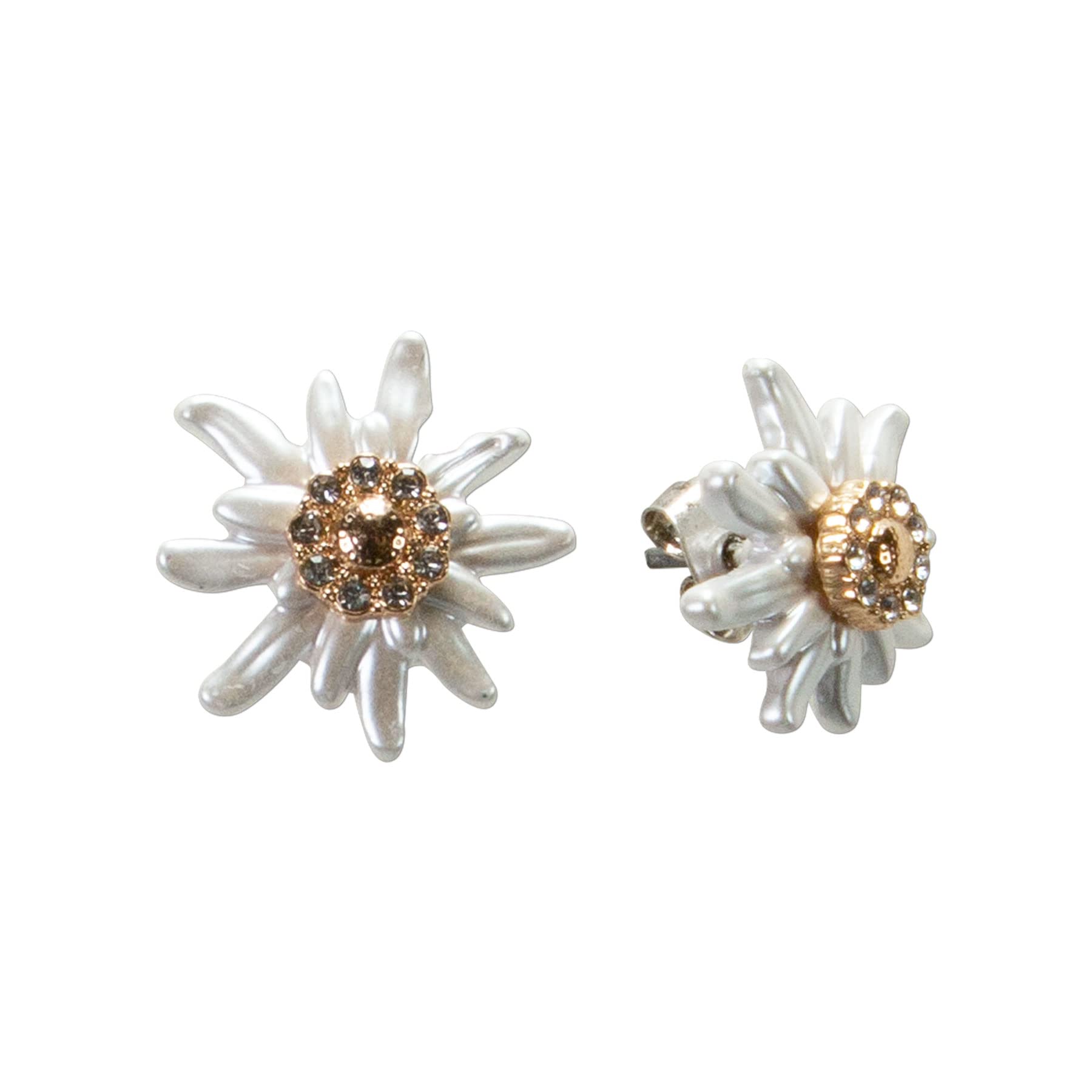 Alpenflüstern DOR054 - Orecchini per costume tradizionale bavarese, con strass, colore: Bianco