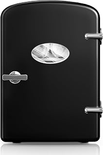 YSSOA 9 Cans Compact Mini Fridge, Warmer and Cooler Portable Refrigerator with Observation, Freon-Free & Eco Friendly, 6L with window, Black