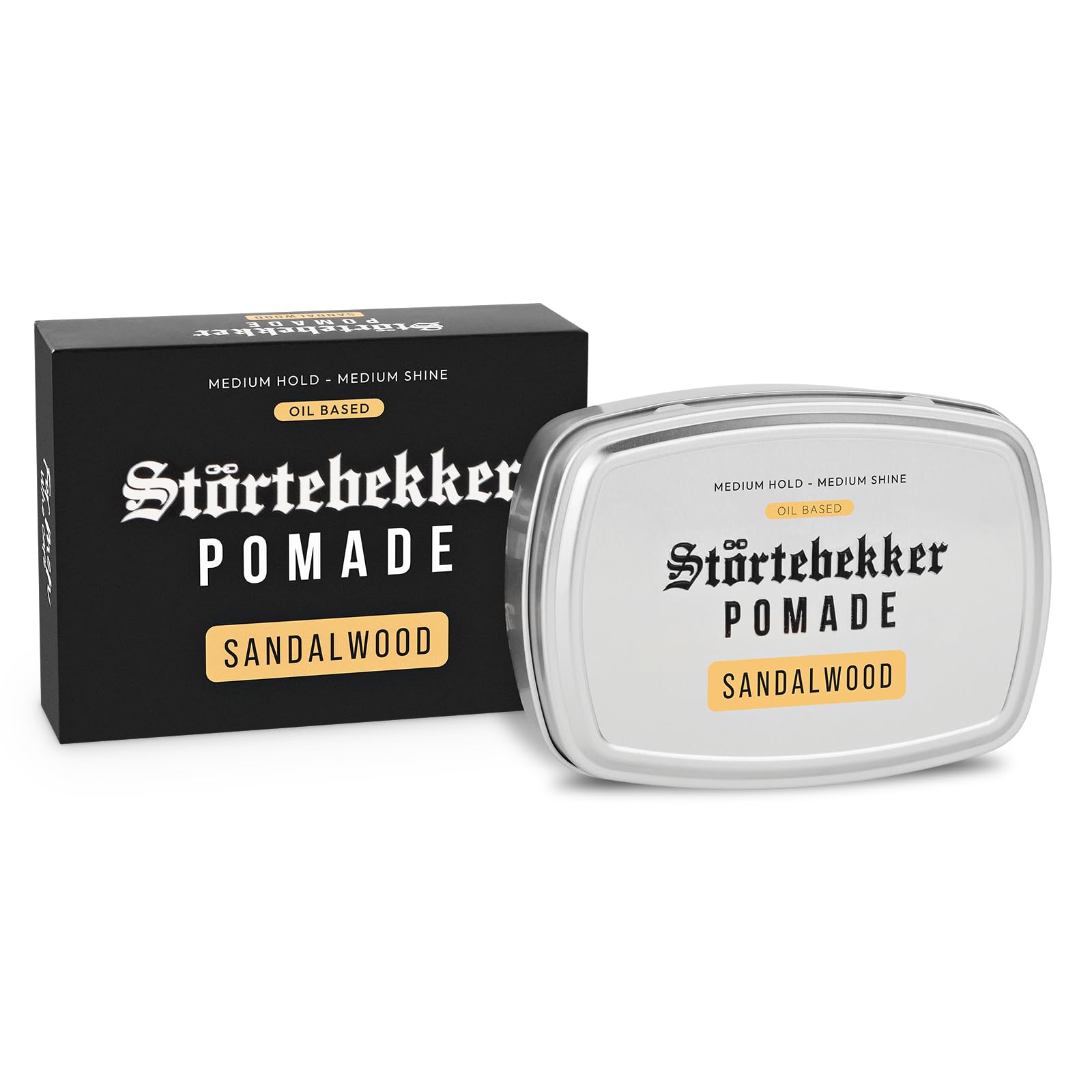 Störtebekker® Premium Pomade Ölbasiert Sandelholz - Pomade Herren - Mittlerer Halt - Mittlerer Glanz - Haarwachs 125ml - Barbershop Haarpomade - Haarstyling Made in Germany