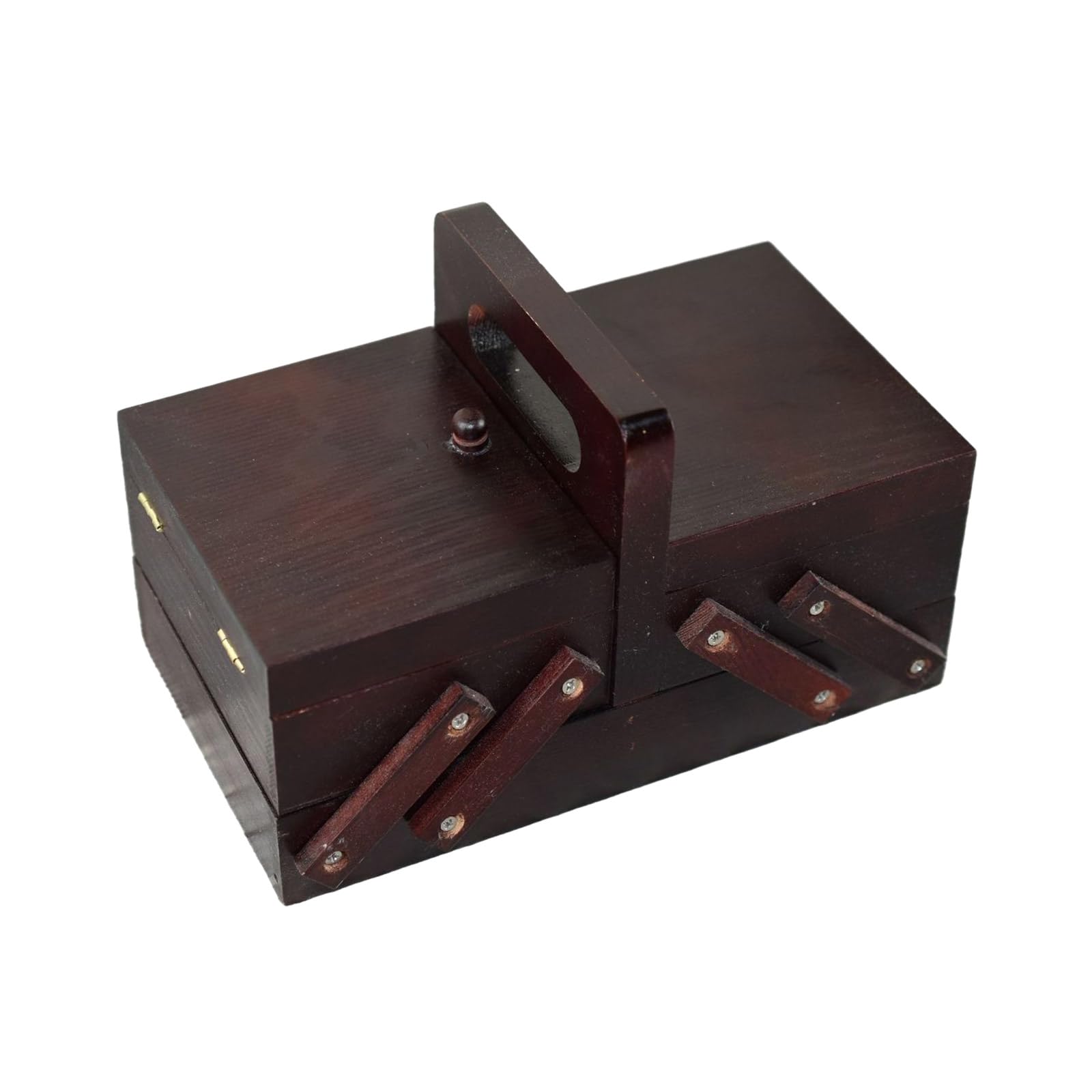 Boîte de rangement couture bois double couche pour en finir avec le désordre