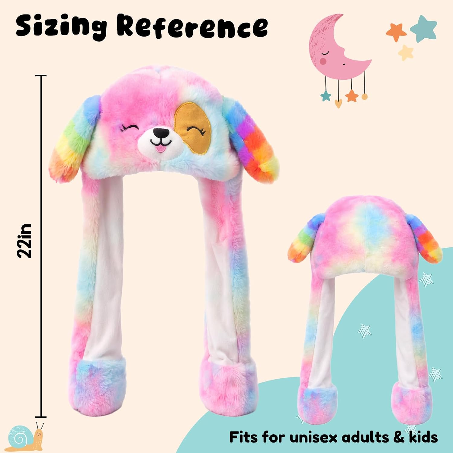 Moving Ear Hat, Soft Funny Animal Hats Jumping Beating Plush Caps Holiday Cosplay Dress Up Gift for Adult