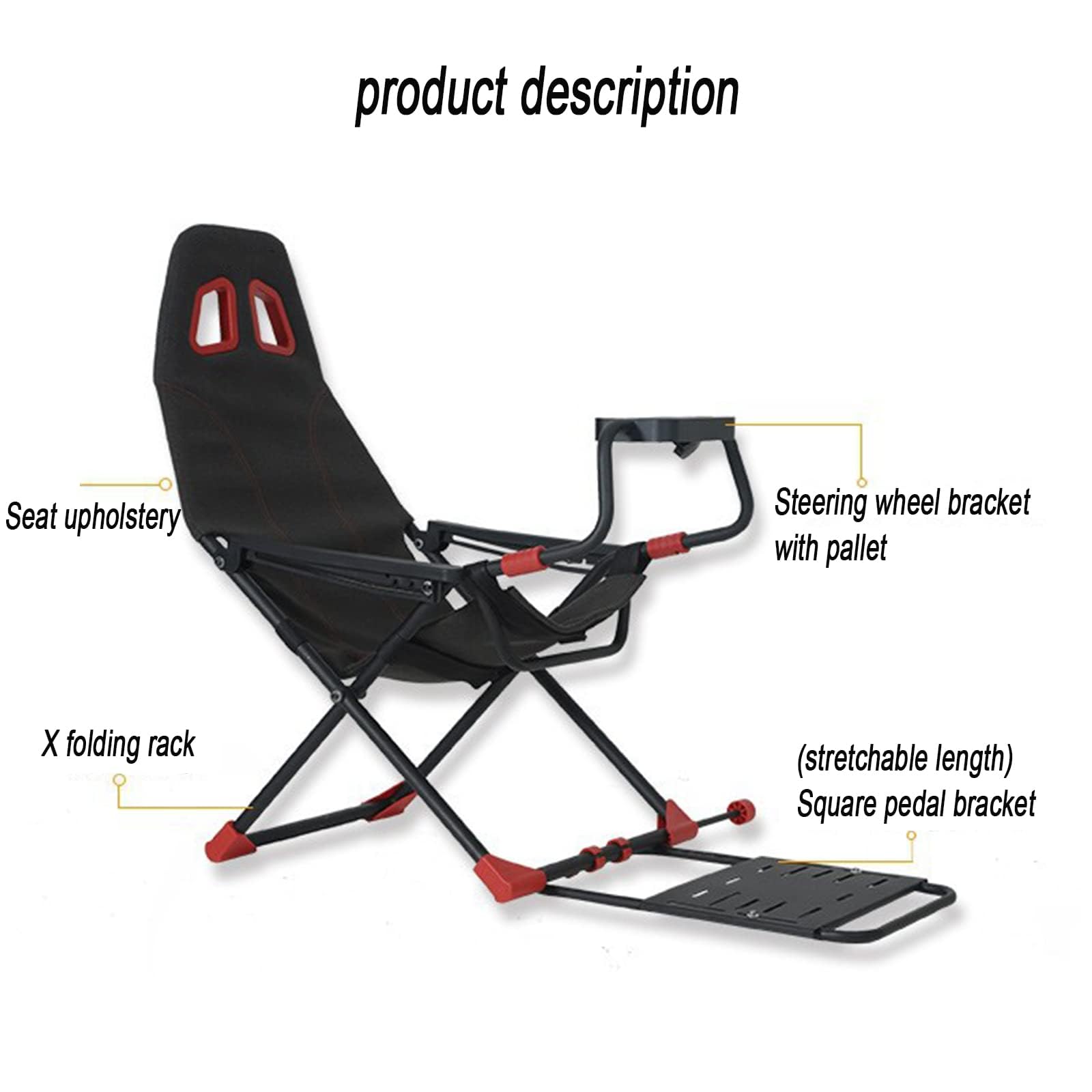 Racing Simulator Cockpit con supporto regolabile e sedile ergonomico, design pieghevole per console di gioco e PC