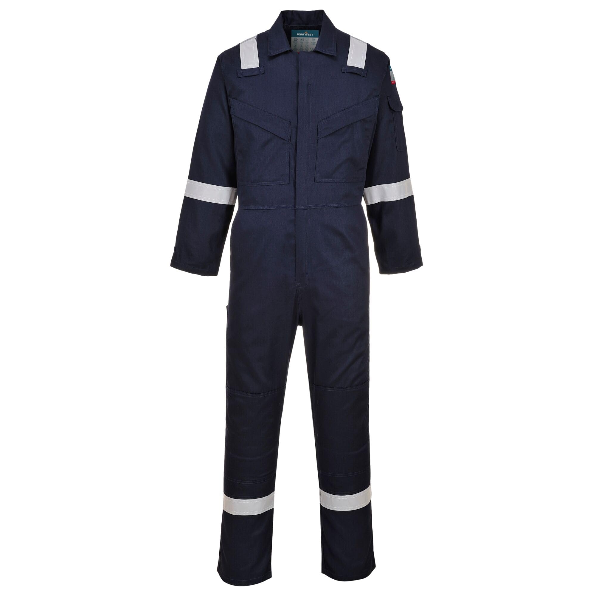 Portwest Schwer entflammbar, superleicht, antistatischer Overall, 210 g, Hosenlänge: hoch, Farbe: Marineblau, Größe: XL, FR21NATXL