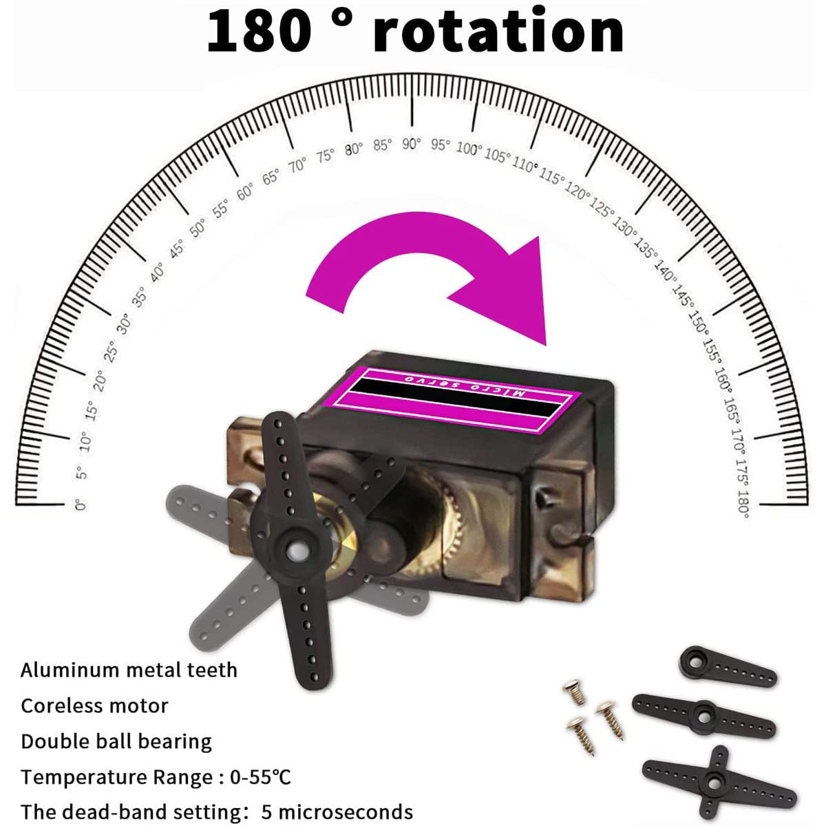 Greluma 4 STK 9G Mikro Servomotor, Metallgetriebemotor Kit für RC Auto Roboter Hubschrauber, Mini Servos für Arduino Projekt