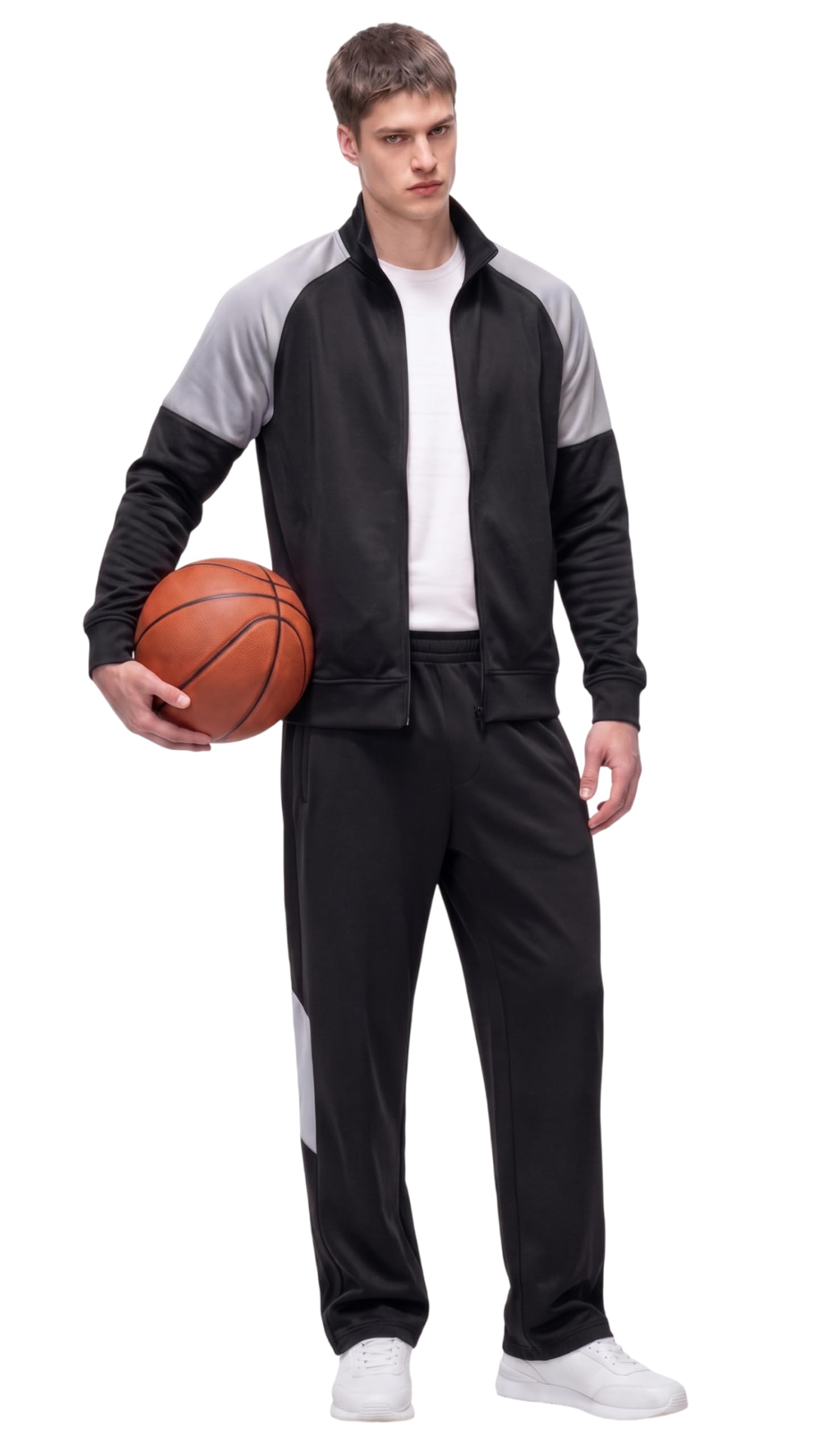 kvetoo Men's Workout Tracksuit Performance Sportswear Quick Dry Training Jogging Fitness Gym Track Suit for Men Black Size 2XL-picture-18