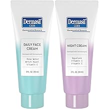 Dermasil Face Moisturizer Variety 2-Pack &ndash; Daily Face Cream with Witch Hazel and Rose Water + Night Cream with Vitamin C and Squalane, 2 Oz Ea