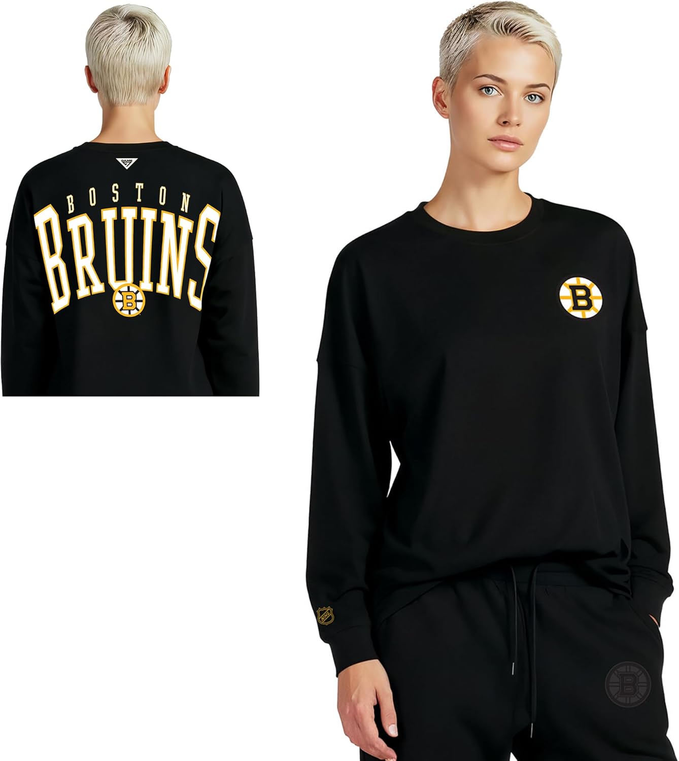 GAME 7 NHL Womens X NHL Women's Officially Licensed Long Sleeve Crew Neck Cotton T-Shirt