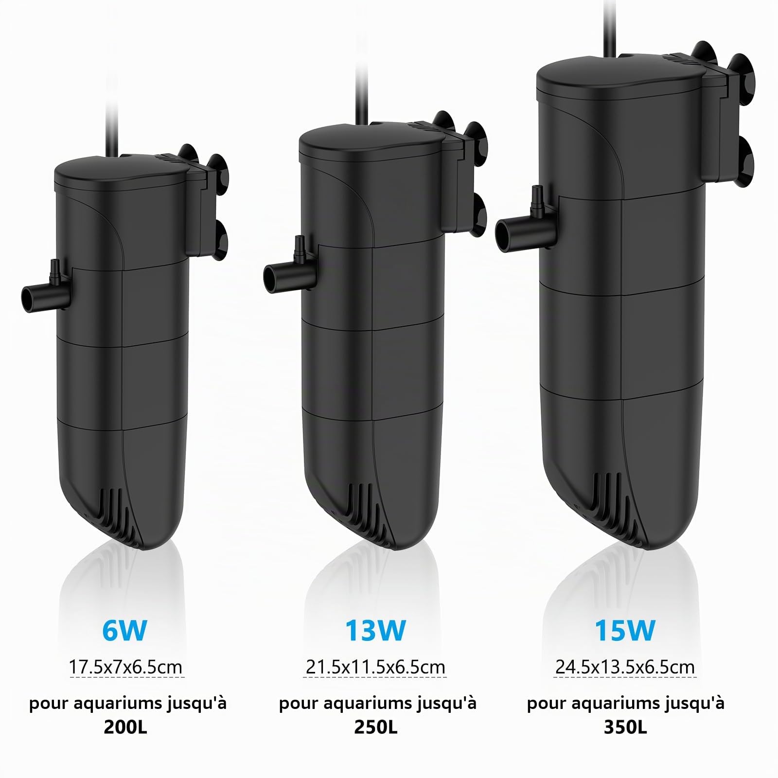 fishkeeper Aquarium Filtre intérieur d'aquarium, 13w débit 700LPH Pompe d'aquarium avec Filtre, Triple Filtration Propre pour Aquarium 250L