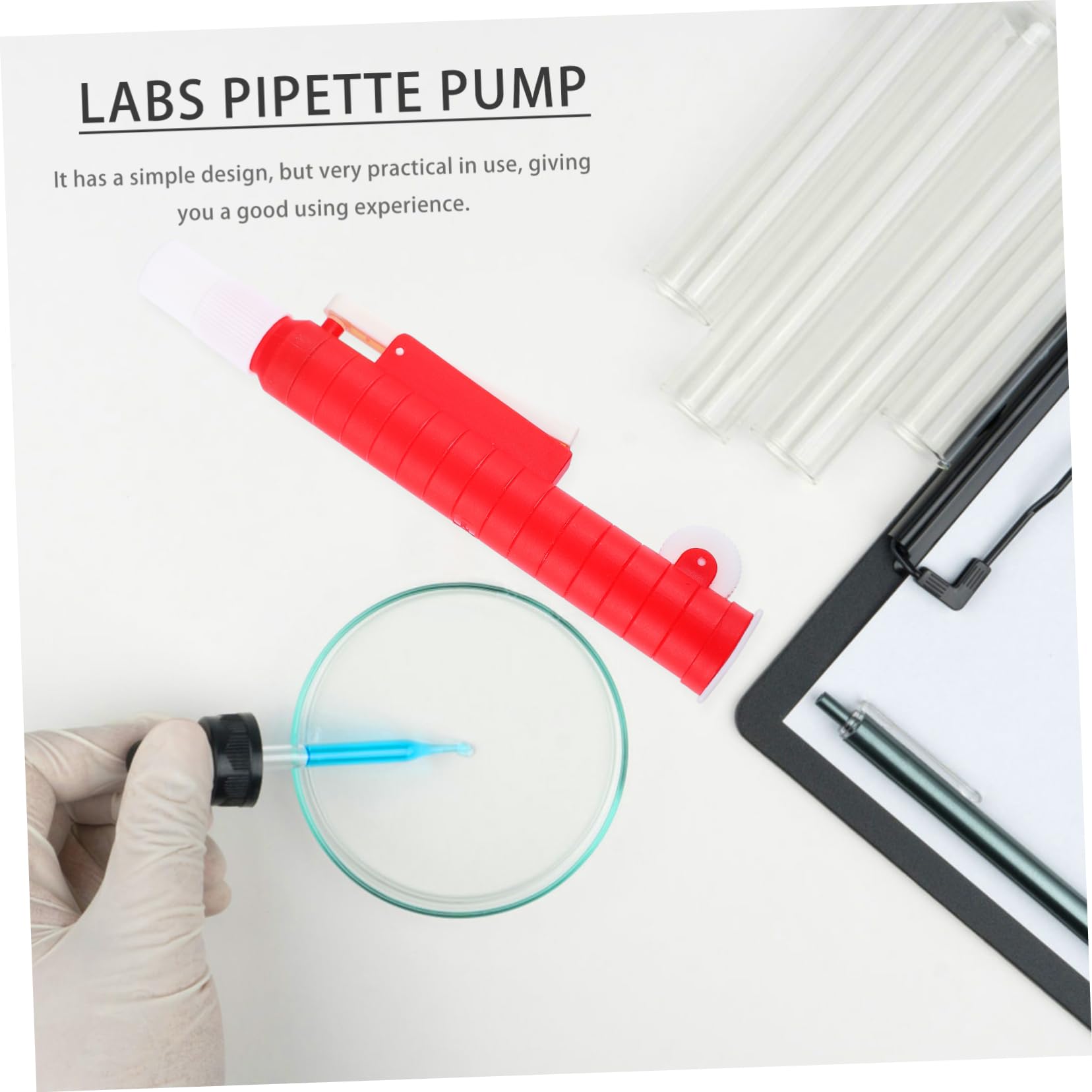iplusmile Pompe à Pipettes de Laboratoire en Pp Rouge 25ml Distribution Rapide et Remplissage Précis pour Expériences Scientifiques