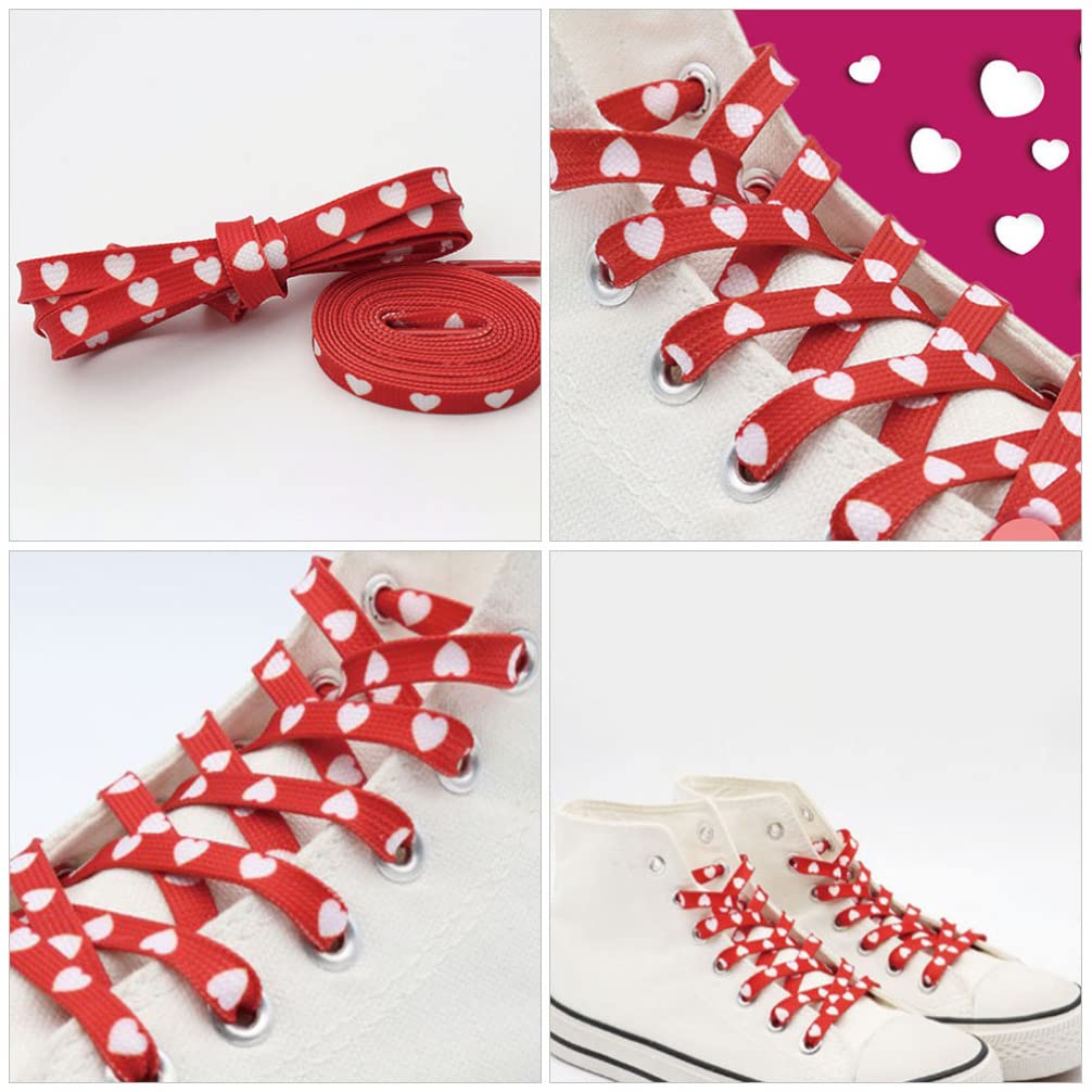 2 Pares De Cordones De Corazón Con Fondo Rojo Correas De Zapatos Planas Para Niños Parejas De Adultos Zapatillas De