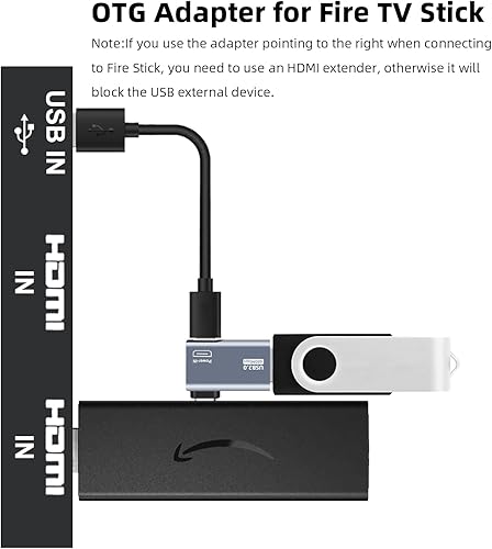 Miniatura 3 de AreMe Paquete de 2 adaptadores de cable OTG para Fire TV Stick 4K, adaptador micro USB a USB OTG alimentado en ángulo izquierdo de 90 grados para