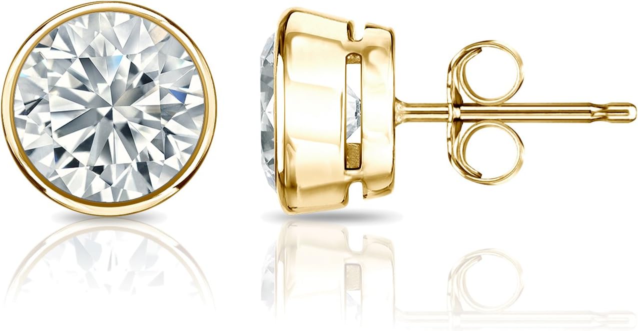Diamond Wish 18k Yellow Gold Bezel-set Round Diamond Stud Earrings (1/5-2cttw, O.White, I2-I3) Push-backs