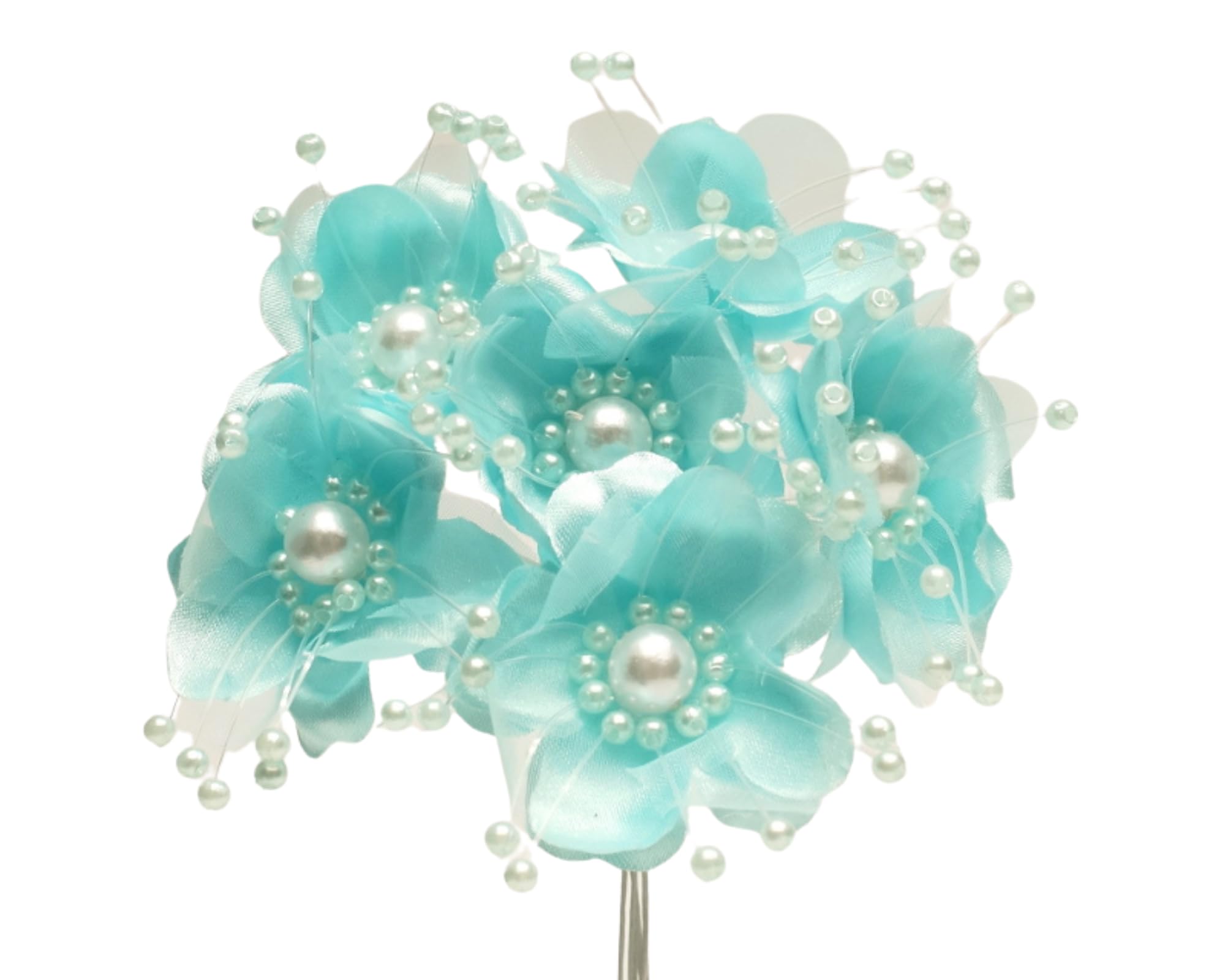 72PC Artificial Silk Pearl Spray Craft Flower for Home Craft Decor DIY Wedding Bridal Veil Headband Dress Cake Topper Embellishment Scrapbook Favor