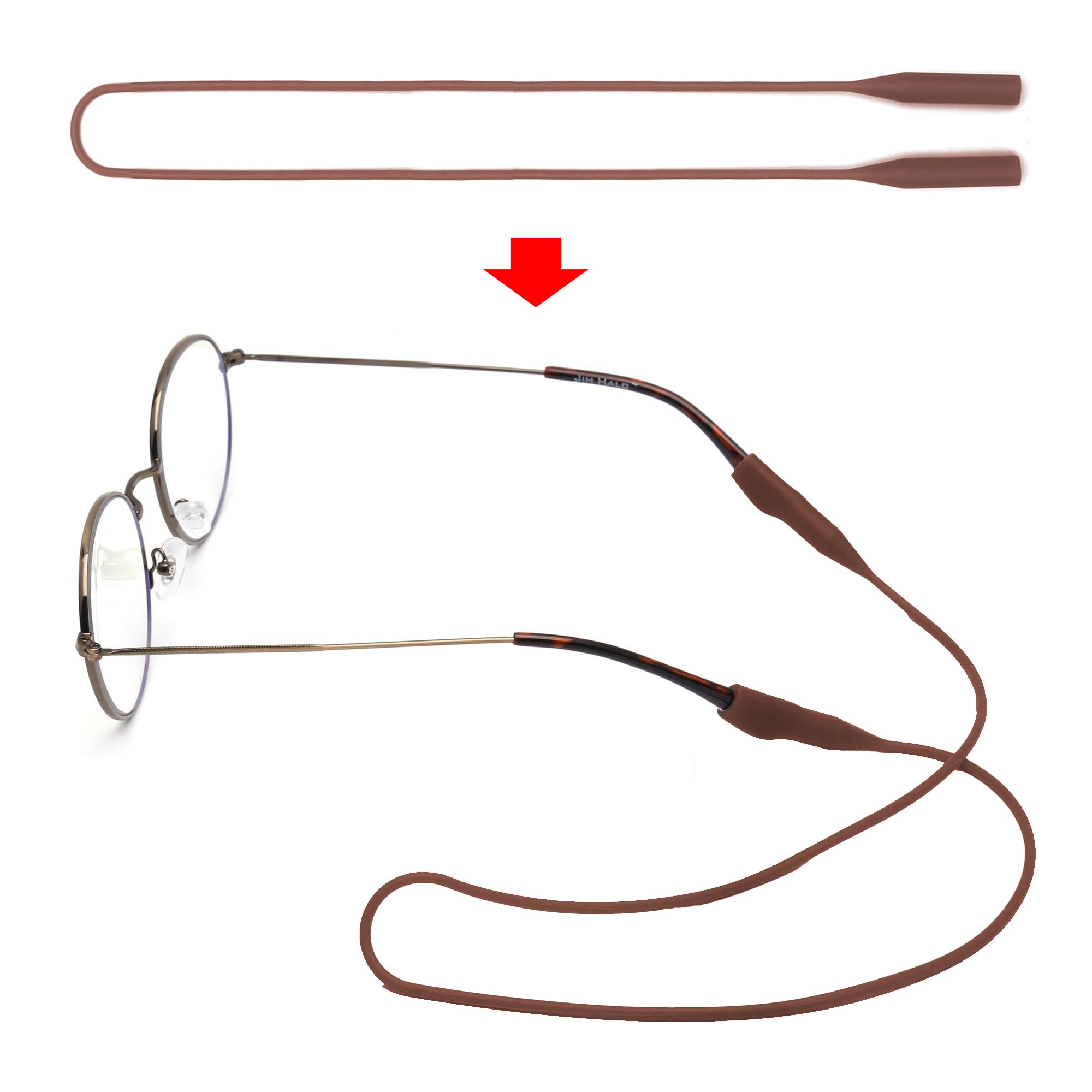 3 Pack Elastic Silicone Eye Glasses Strap, Sports Sunglasses Straps, Reading Eyeglasses Holder/Rope/String/Retainer/Cords/Lanyard around Neck for Men Women Kids (Brown)