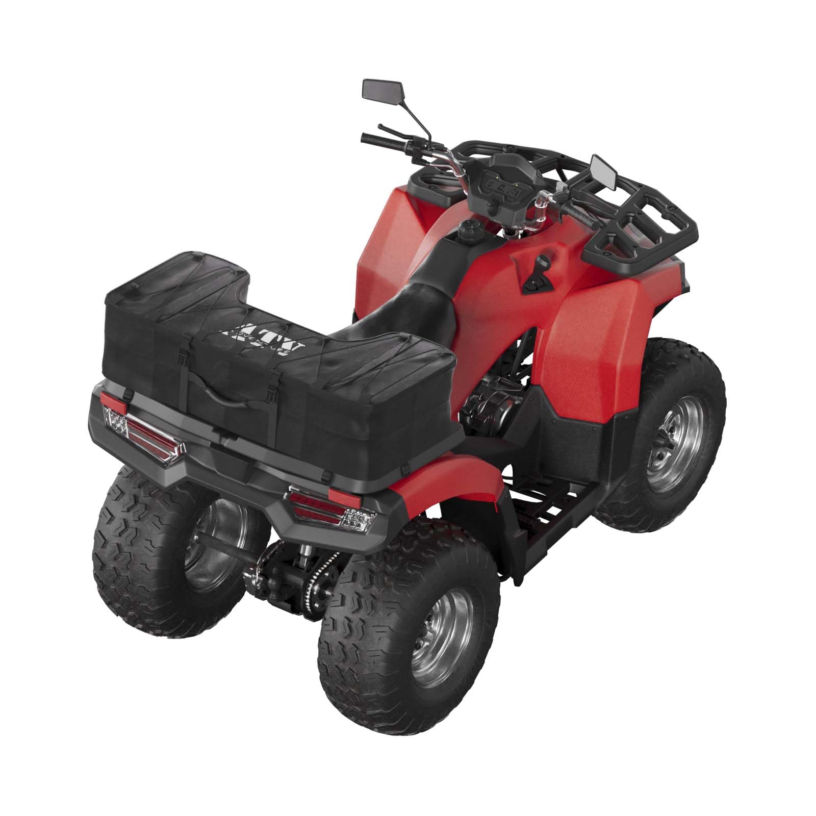 QLS Borsa per ATV, Montaggio Posteriore, Tasca Quadrupla con Tasca Speciale per Cartella, Nero, 93 x 27 x 43 cm