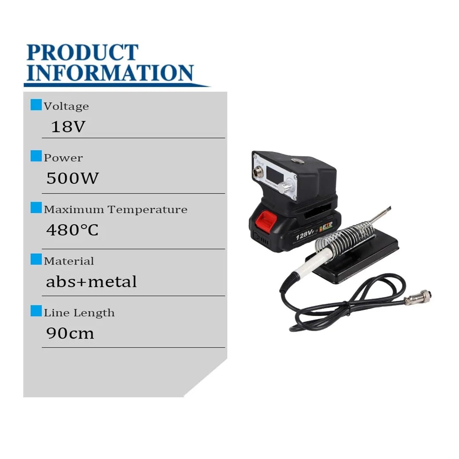 Kit De Soldador Eléctrico Digital 480 ℃ For Batería 18V, Temperatura Ajustable, Punta Lápiz Sin Plomo, Herramienta Calentamiento Rápido Calentamiento Preciso(1 Battery)