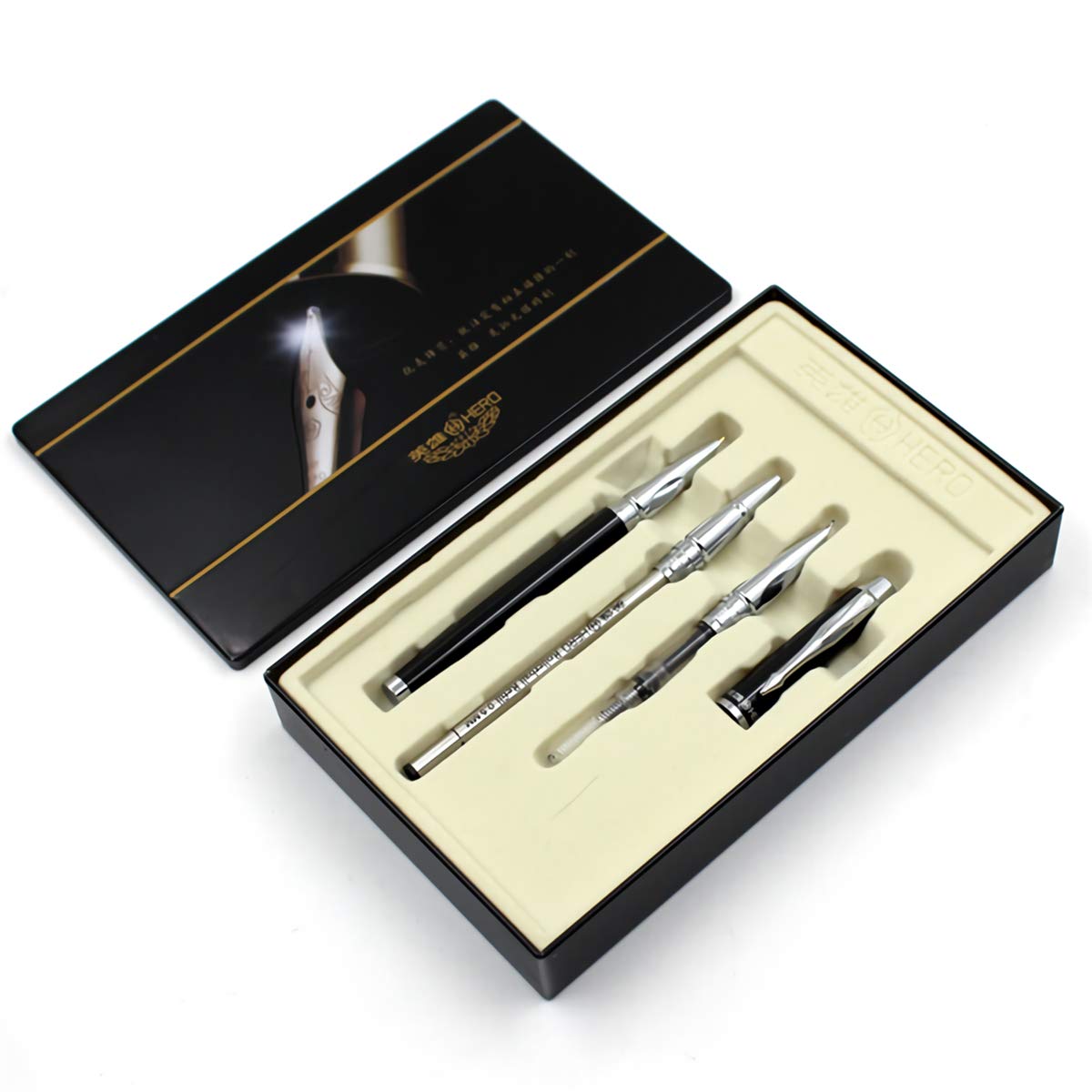 VIDOO Füllfederhalter Set 0.5 mm 0.8 mm Nib Kalligraphie schreiben Unterzeichnung Stiftkugel Stift Geschenke Box für Studenten Freunde Familien Kollegen - Schwarz