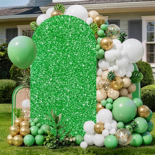 Image of Sequin Arch Backdrop Cover 6.6ft Green Glitter Chiara Backdrop Cover Arch Decorations for Wedding Birthday Party Baby Shower Ceremony Banquet Prom Background