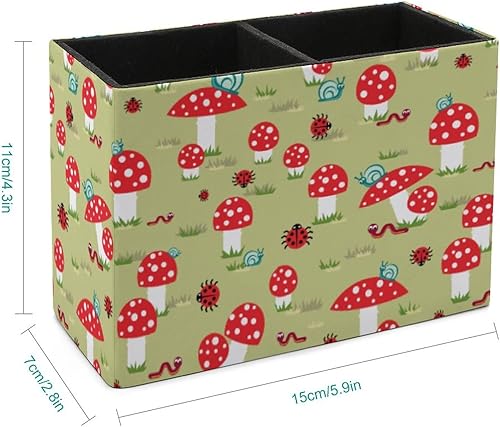 Miniatura 4 de DEHOZO Soporte para bolígrafos, soporte para lápices, para escritorio, mariquitas, caracoles, hongos, piel sintética, almacenamiento de vasos para