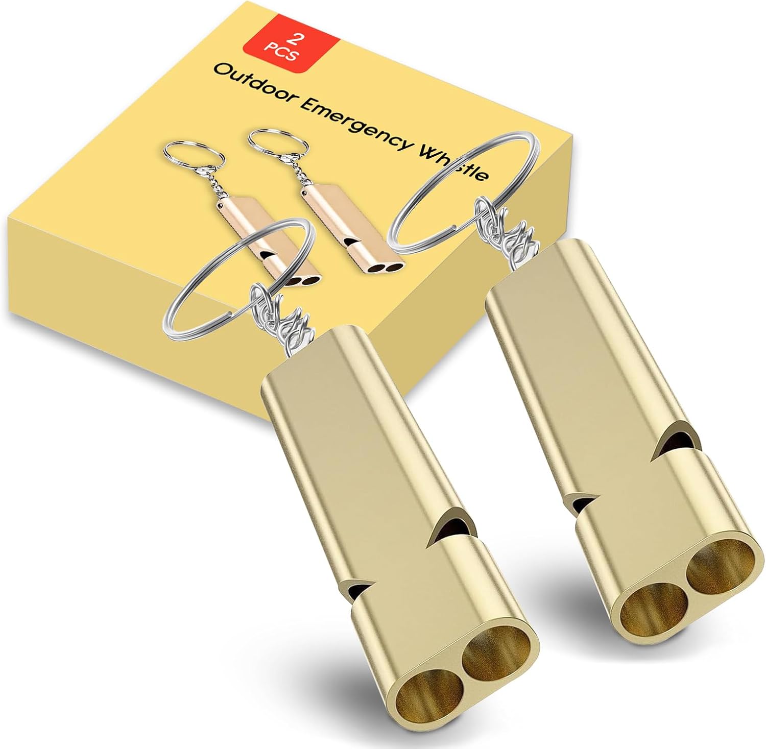Outdoor Emergency Whistle with Keychain Safety Survival for Camping Boating Kayaking Rescue Signaling Loud Survival Whistle, 2 Pack(Gold/Sliver) Outdoor Emergency Whistle with Keychain Safety Survival for Camping Boating Kayaking Rescue Signaling Loud Survival Whistle, 2 Pack(Gold/Sliver)
