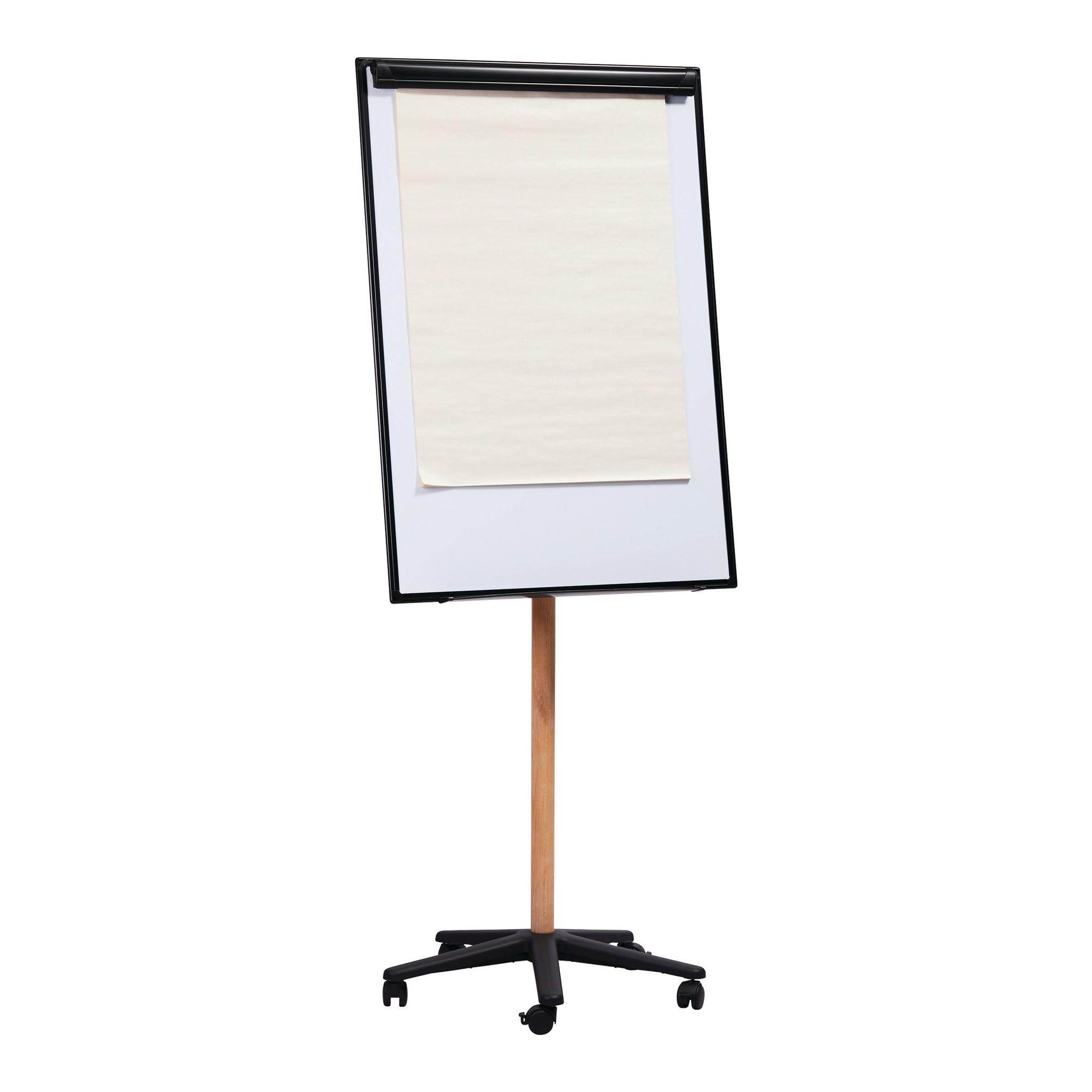 Bi-Office Essence Flipchart Mobile Easel, Superficie magnetica in acciaio laccato, struttura in alluminio nero e legno naturale