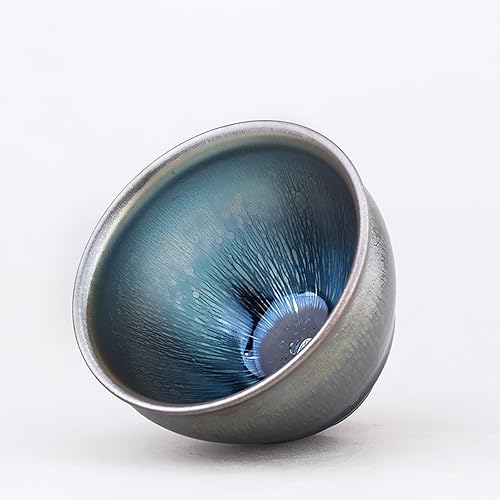 Tenmokus - Tazón de taza de café con patrón estrellado Jian Zhan, taza de té de porcelana de 3.72 onzas, 3.7 fl oz, 3.72 onzas, horno tradicional