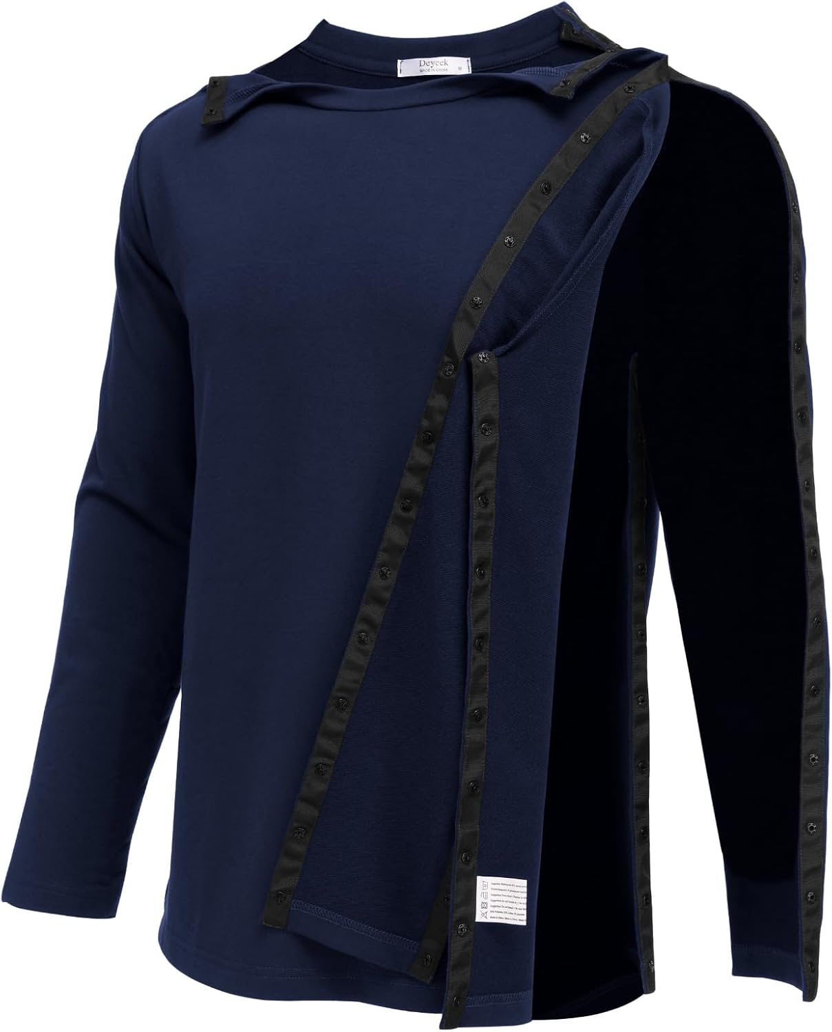 Deyeek Post Shoulder Surgery Recovery Shirts for Men Chemo Port Access Top Snap Full Tear Away Long Sleeve - Image 8